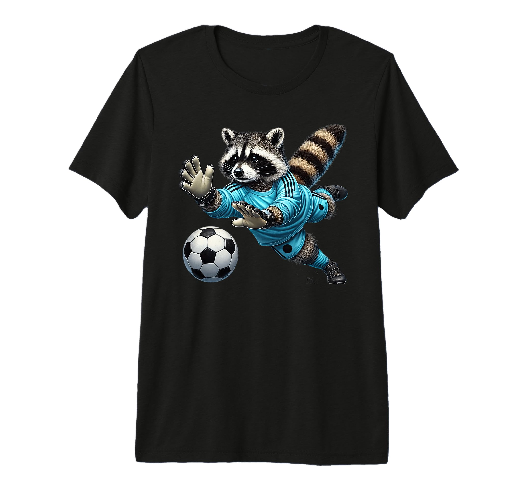 Raccoon Soccer Goalie Diving Save Tri T-Shirt - Graphic Print Men Women - T-Shirt, Sweatshirt, Hoodie