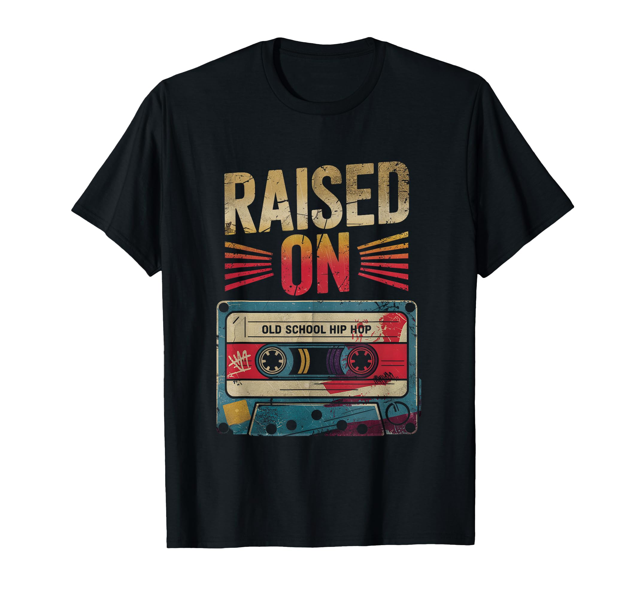 Raised O N Old School Hip Hop Cassette T-Shirt - Trendy Graphic for Adults - T-Shirt, Sweatshirt, Hoodie
