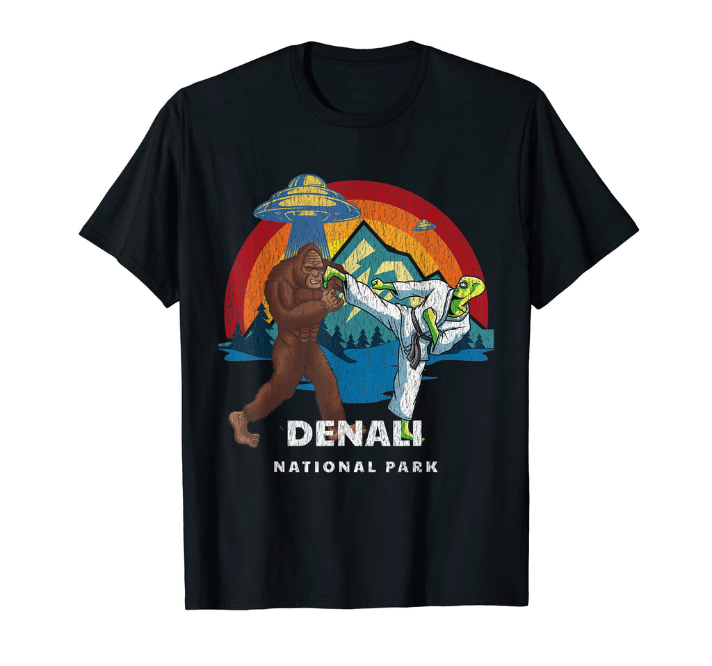 Denali National Park Bigfoot Alien Ufo T-Shirt - Trendy Graphic for Adults - T-Shirt, Sweatshirt, Hoodie