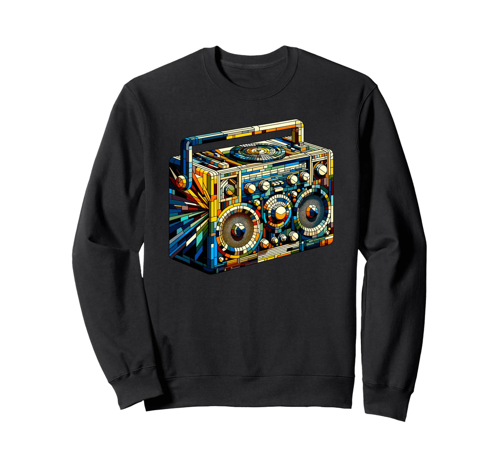 Polygon Art Boombox Old School 80S Sweatshirt - Trendy Graphic for Adults - T-Shirt, Sweatshirt, Hoodie