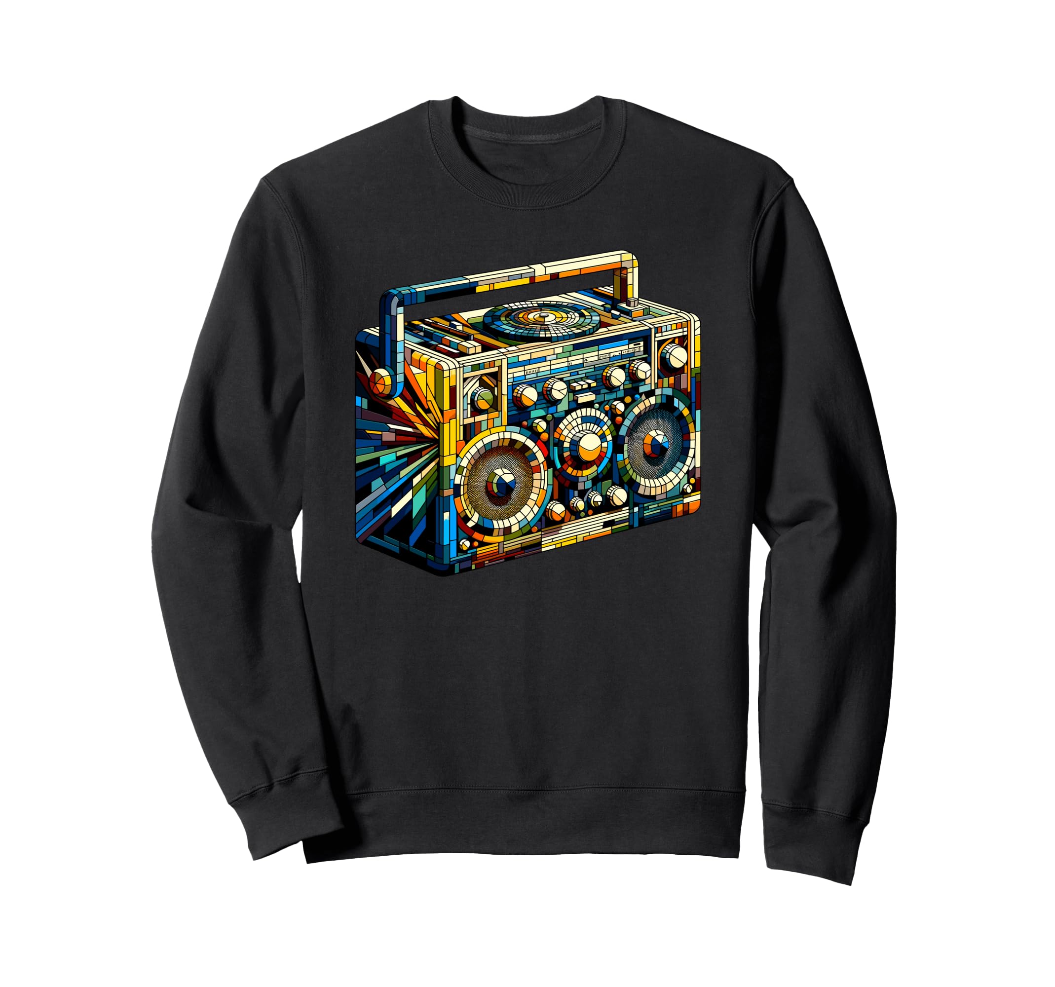 Polygon Art Boombox Old School 80S Sweatshirt - Trendy Graphic for Adults - T-Shirt, Sweatshirt, Hoodie