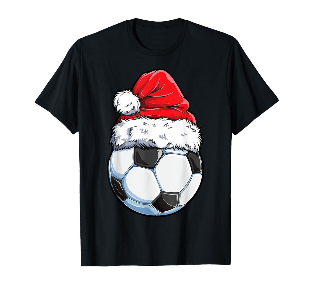 Soccer Ball Santa Hat Funny Sports T-Shirt - Novelty Apparel Men Women - T-Shirt, Sweatshirt, Hoodie
