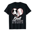Ball Mom Heart Funny Soccer Baseball T-Shirt - Trendy Graphic for Adults - T-Shirt, Sweatshirt, Hoodie