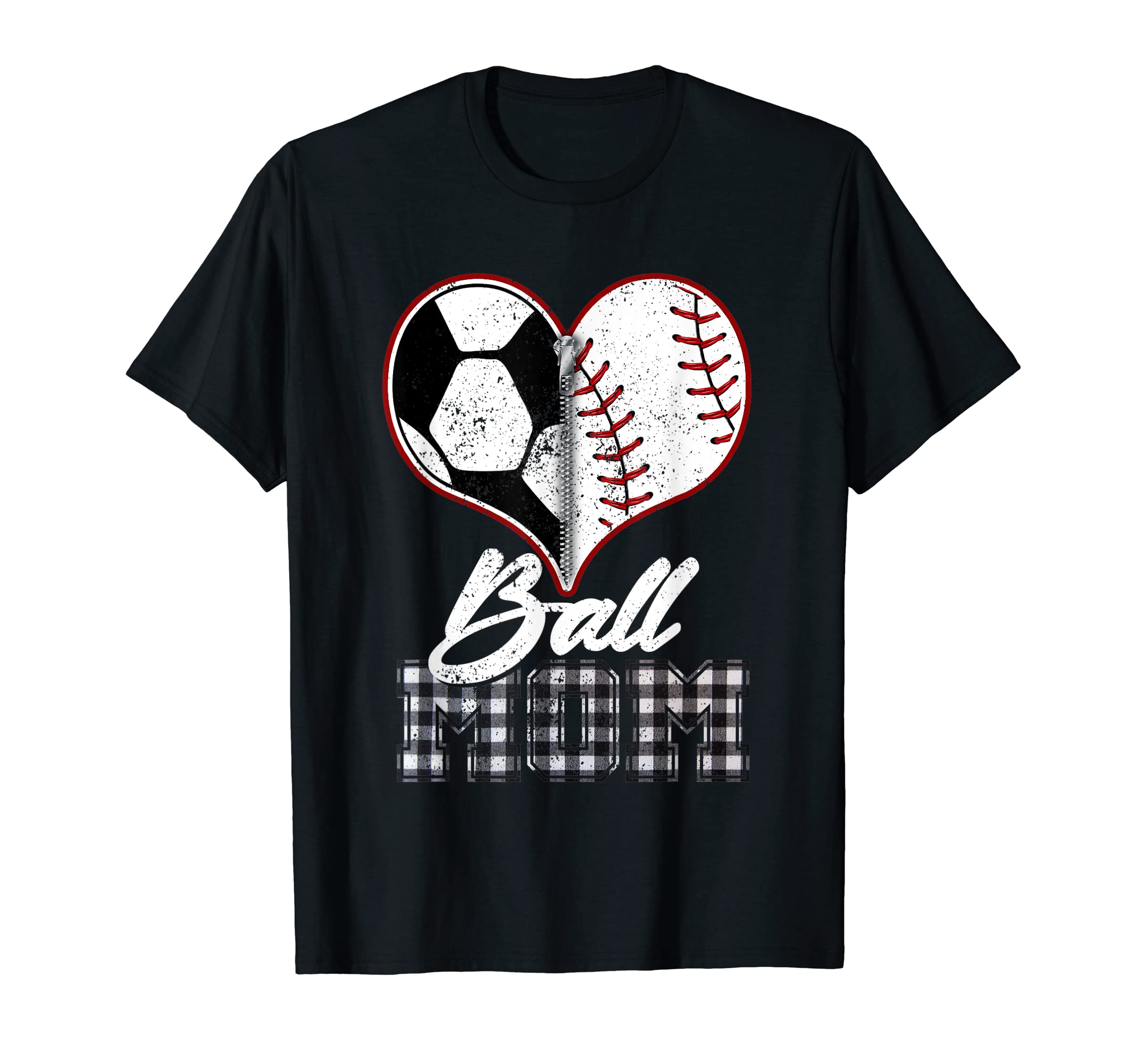 Ball Mom Heart Funny Soccer Baseball T-Shirt - Trendy Graphic for Adults - T-Shirt, Sweatshirt, Hoodie