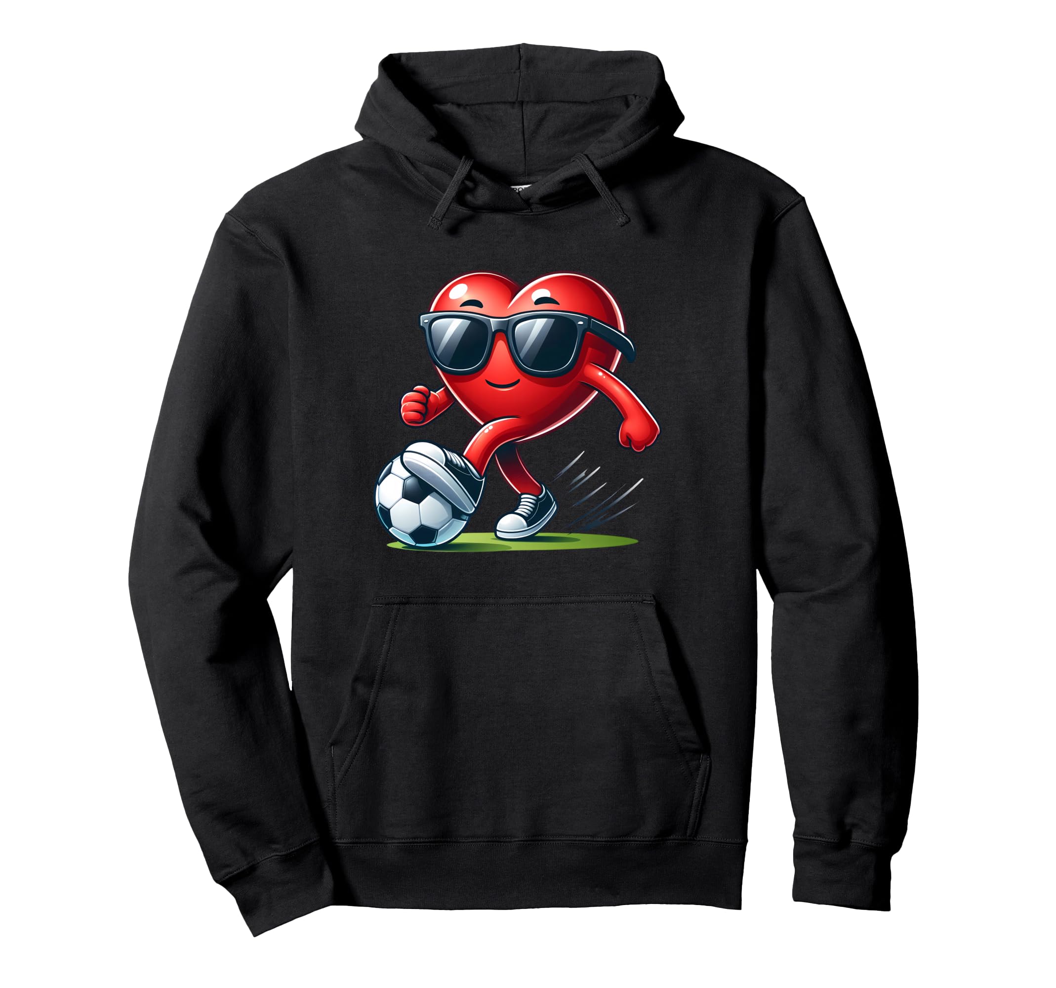 Funny Red Heart Soccer Player Hoodie - Streetwear Style Men Women - T-Shirt, Sweatshirt, Hoodie