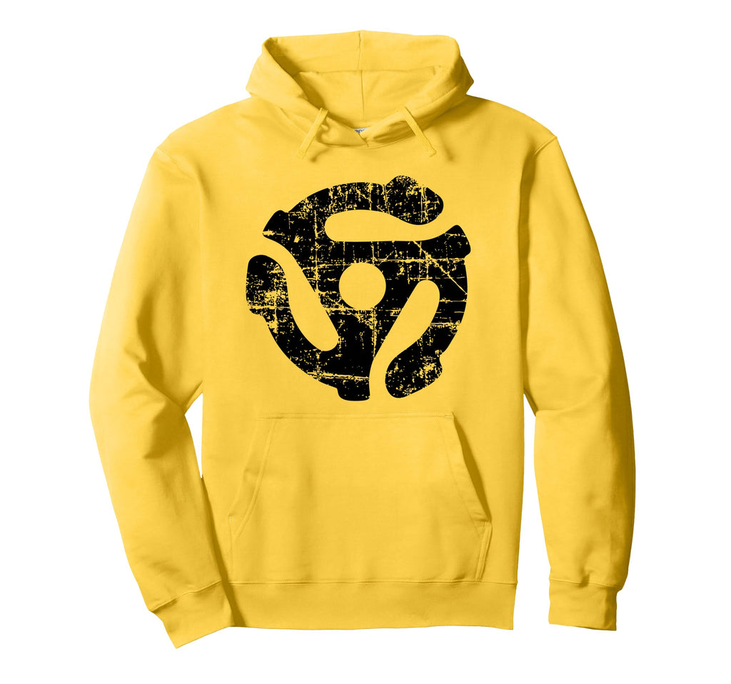 45 Rpm Vinyl Record Adapter Black Hoodie - Novelty Apparel Men Women - T-Shirt, Sweatshirt, Hoodie