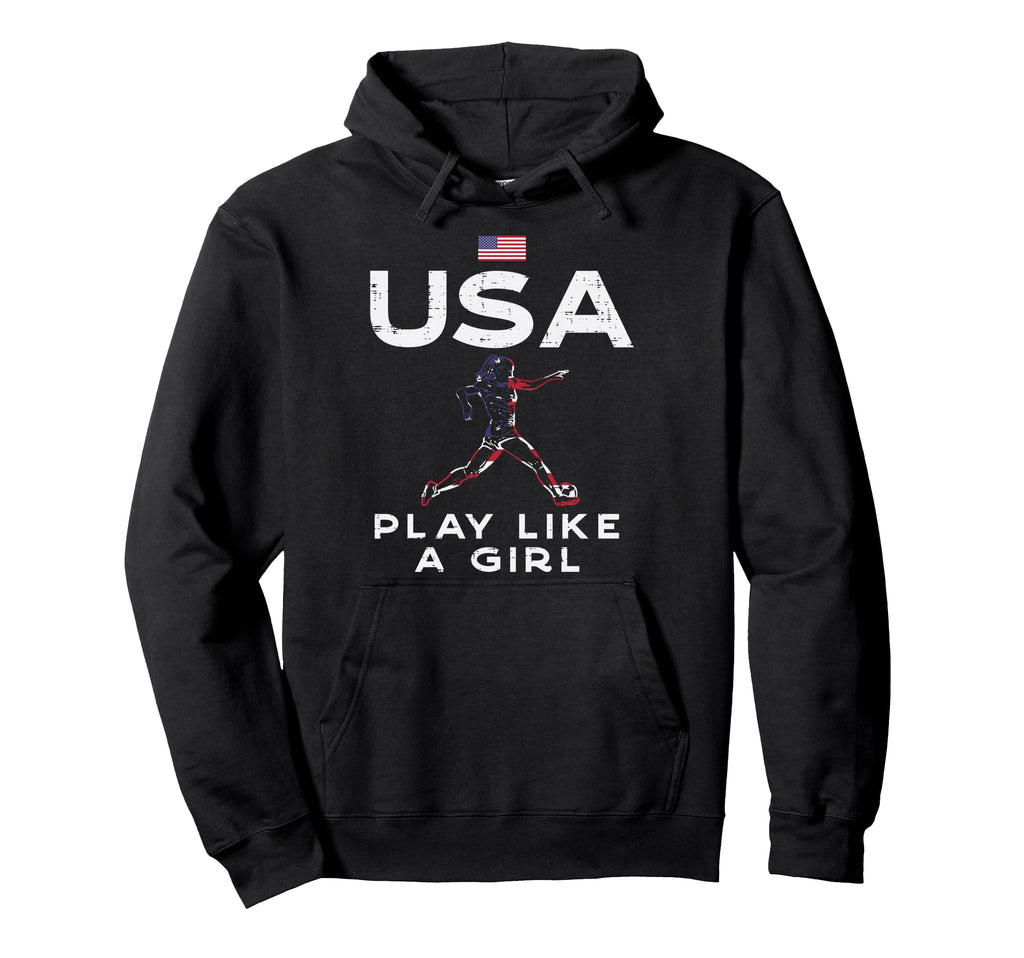 Usa Flag Play Like Soccer Football Player Hoodie - Minimalist Print Unisex - T-Shirt, Sweatshirt, Hoodie