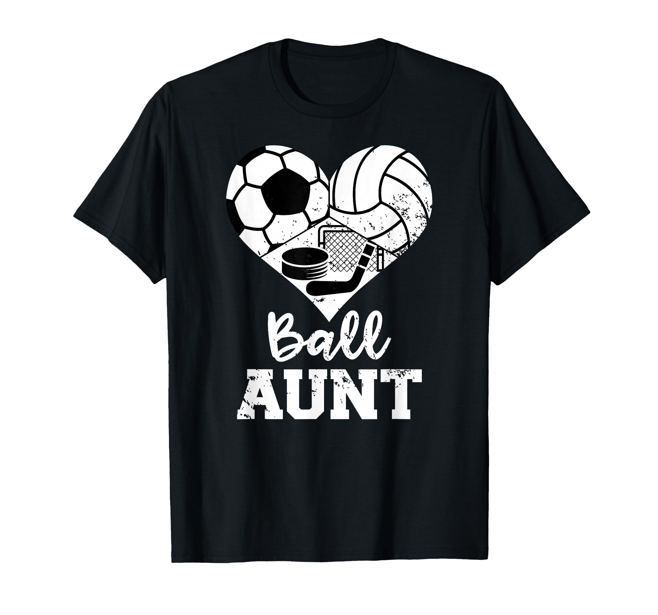Ball Aunt Heart Funny Soccer Volleyball T-Shirt - Unique Graphic Unisex - T-Shirt, Sweatshirt, Hoodie