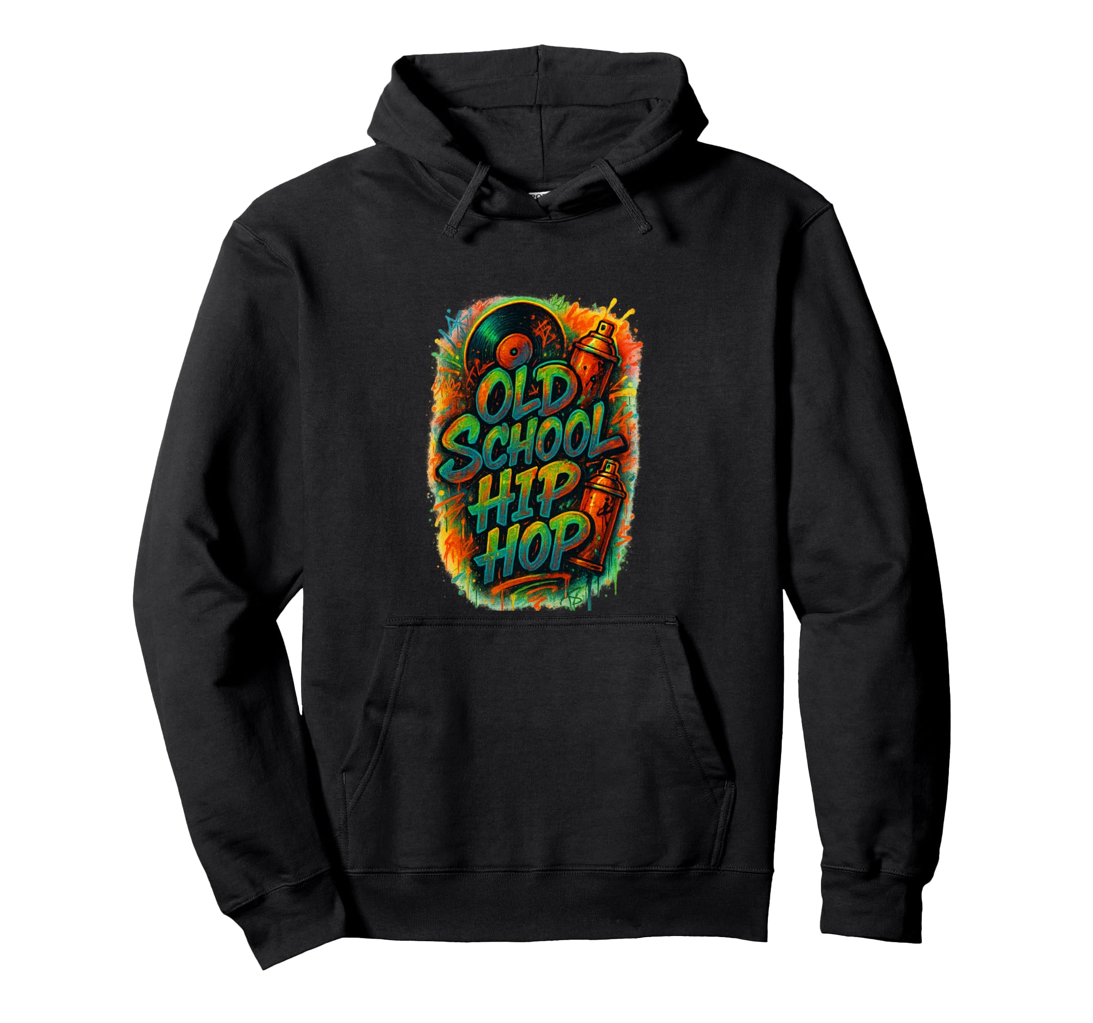 Old School Hip Hop Graffiti Vinyl Disc Hoodie - Fun Novelty Design Unisex - T-Shirt, Sweatshirt, Hoodie