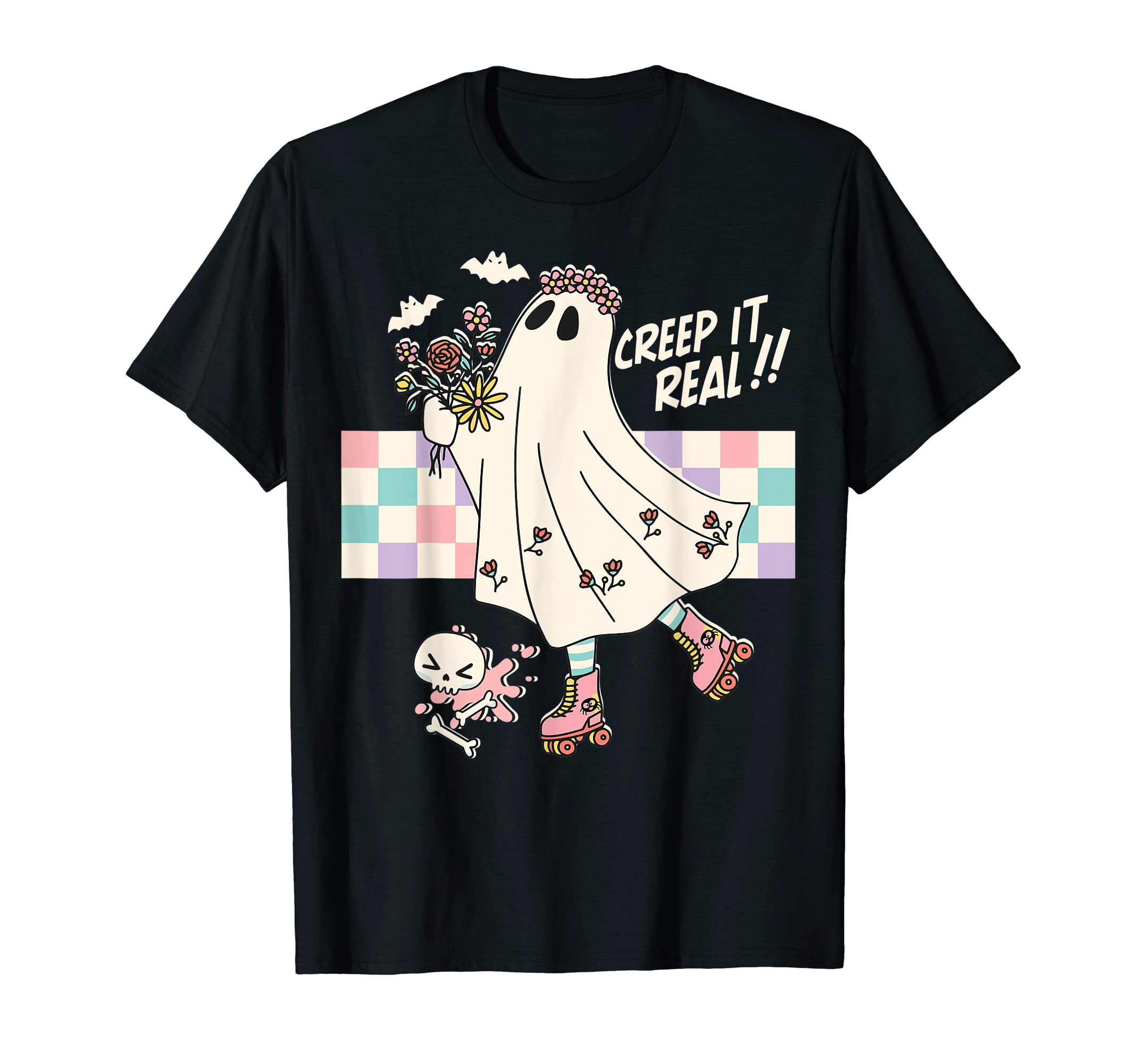 Roller Skate Spooky Creep It Real T-Shirt - Casual Everyday Wear Unisex - T-Shirt, Sweatshirt, Hoodie