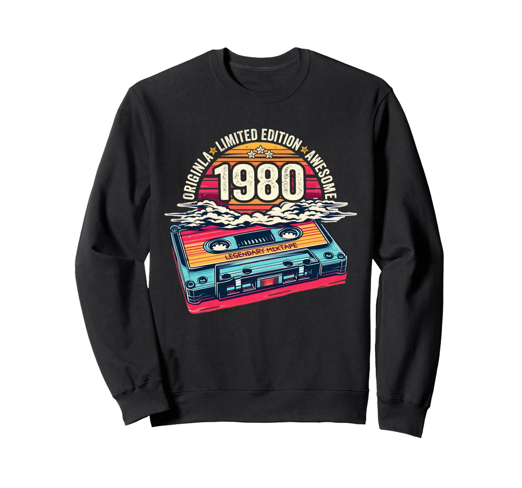 1980 Birthday Cassette Tape Sweatshirt - Casual Everyday Wear for Adults - T-Shirt, Sweatshirt, Hoodie