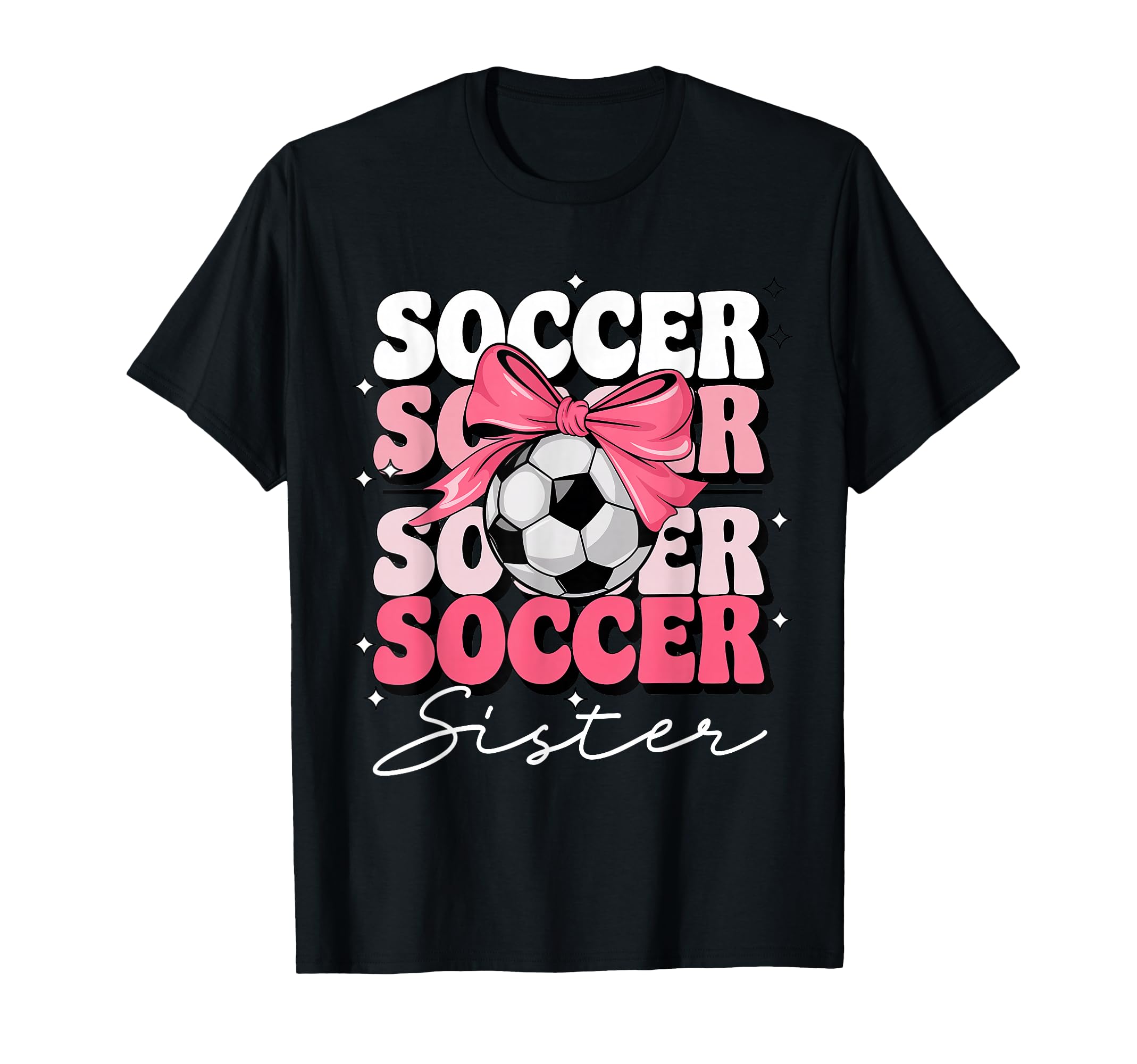 Groovy Soccer Sister Coquette Bow Soccer T-Shirt - Custom Art Print Unisex - T-Shirt, Sweatshirt, Hoodie