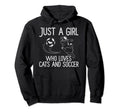 Just Who Loves Cats And Soccer Funny Hoodie - Fun Novelty Design for Adults - T-Shirt, Sweatshirt, Hoodie