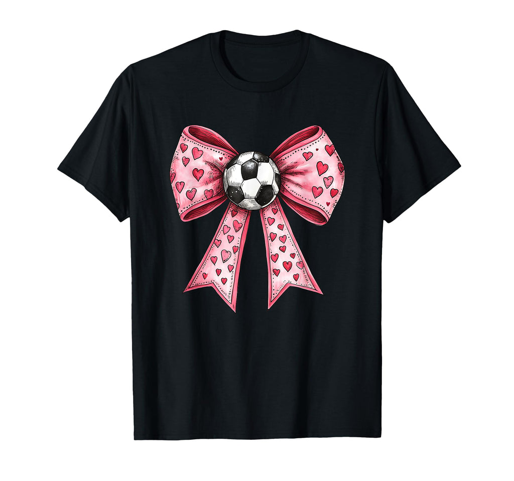 Soccer Valentines Day Coquette Bow T-Shirt - Streetwear Style for Adults - T-Shirt, Sweatshirt, Hoodie