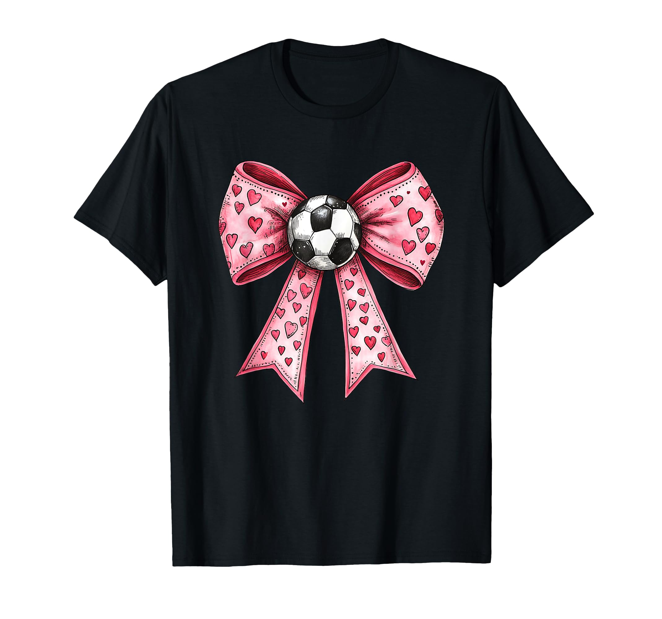 Soccer Valentines Day Coquette Bow T-Shirt - Streetwear Style for Adults - T-Shirt, Sweatshirt, Hoodie
