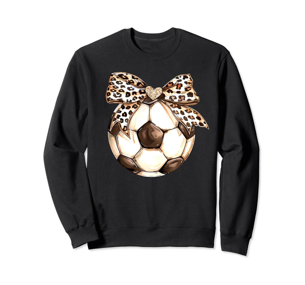 Leopard Ribbon Bow Soccer Sweatshirt - Streetwear Style for Adults - T-Shirt, Sweatshirt, Hoodie