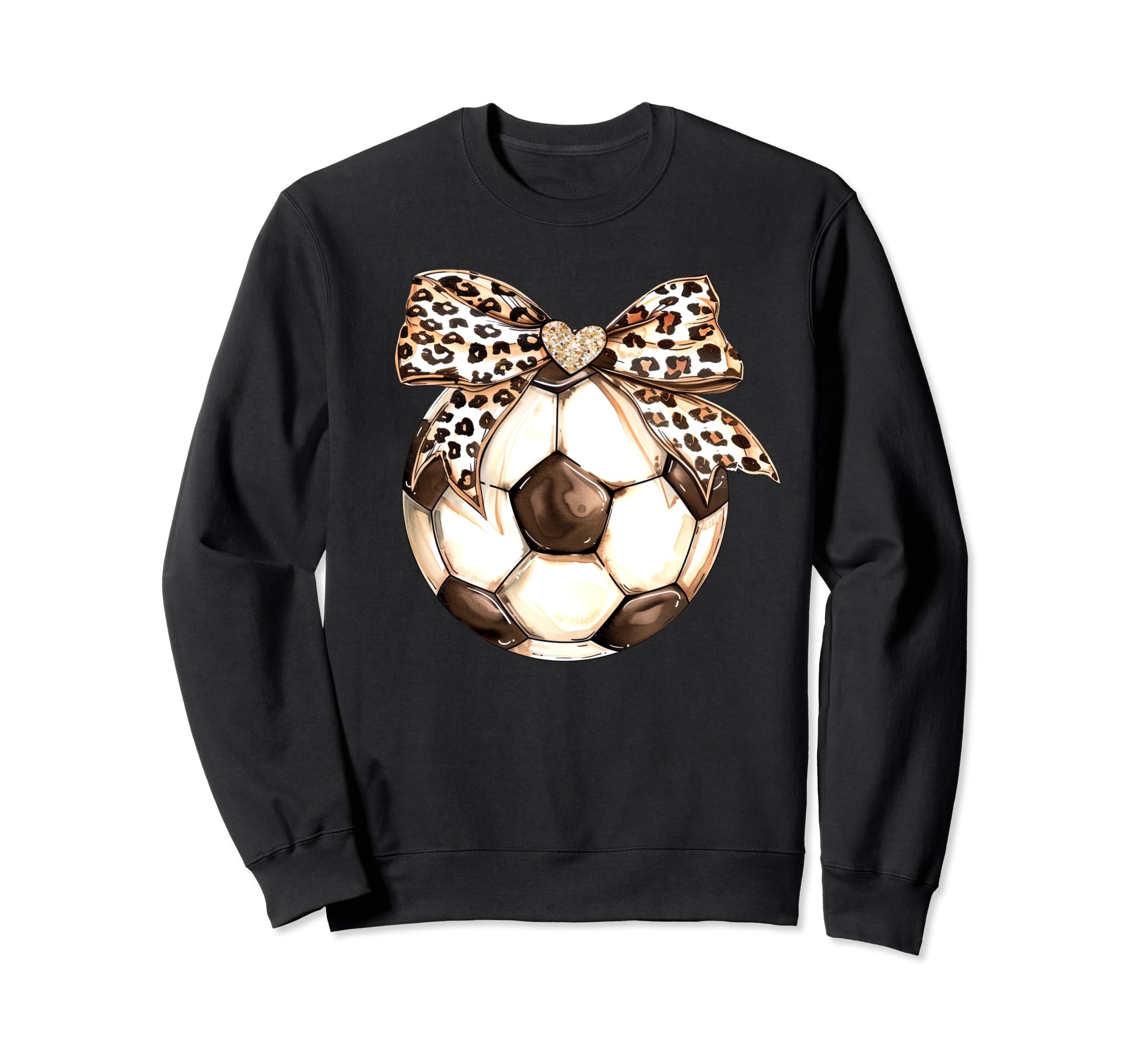 Leopard Ribbon Bow Soccer Sweatshirt - Streetwear Style for Adults - T-Shirt, Sweatshirt, Hoodie