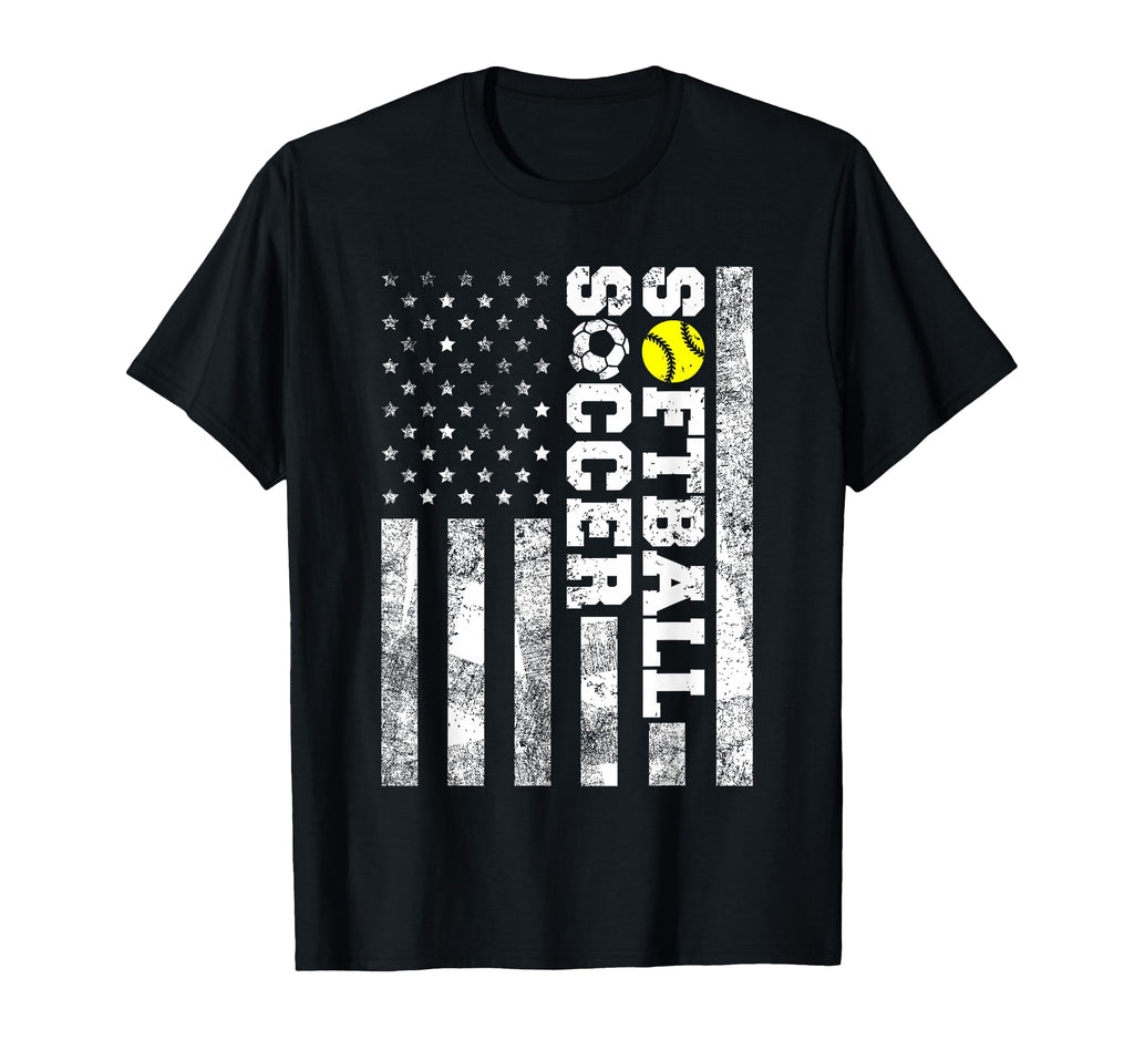 American Distressed Flag Funny Soccer T-Shirt - Minimalist Print Men Women - T-Shirt, Sweatshirt, Hoodie