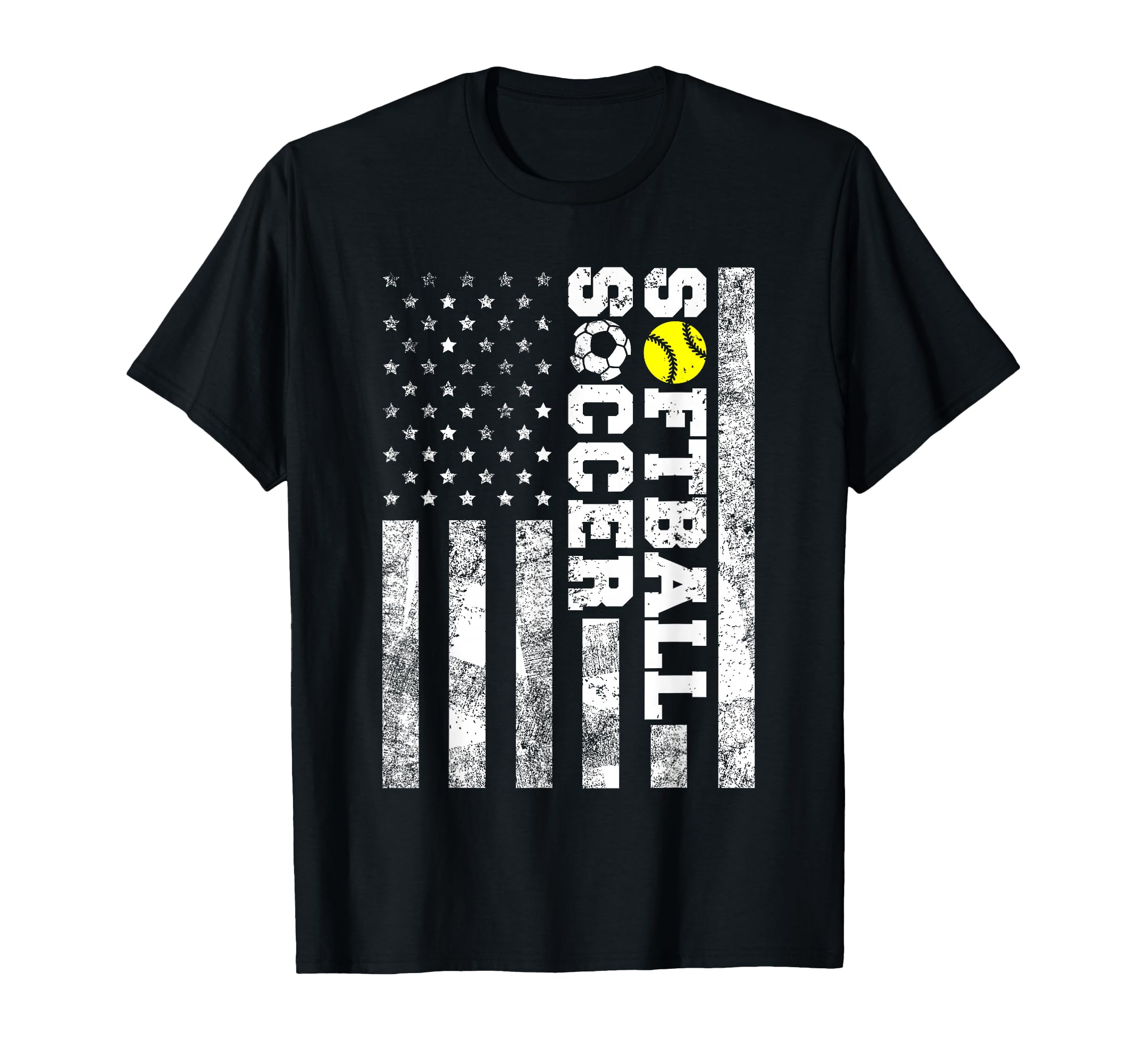 American Distressed Flag Funny Soccer T-Shirt - Minimalist Print Men Women - T-Shirt, Sweatshirt, Hoodie