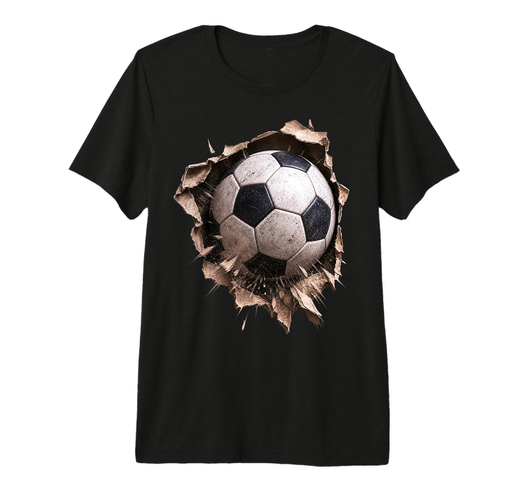 Soccer Ball Torn Fabric Bursting 3D Tri T-Shirt - Unique Graphic Unisex - T-Shirt, Sweatshirt, Hoodie
