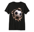 Soccer Ball Torn Fabric Bursting 3D Tri T-Shirt - Unique Graphic Unisex - T-Shirt, Sweatshirt, Hoodie