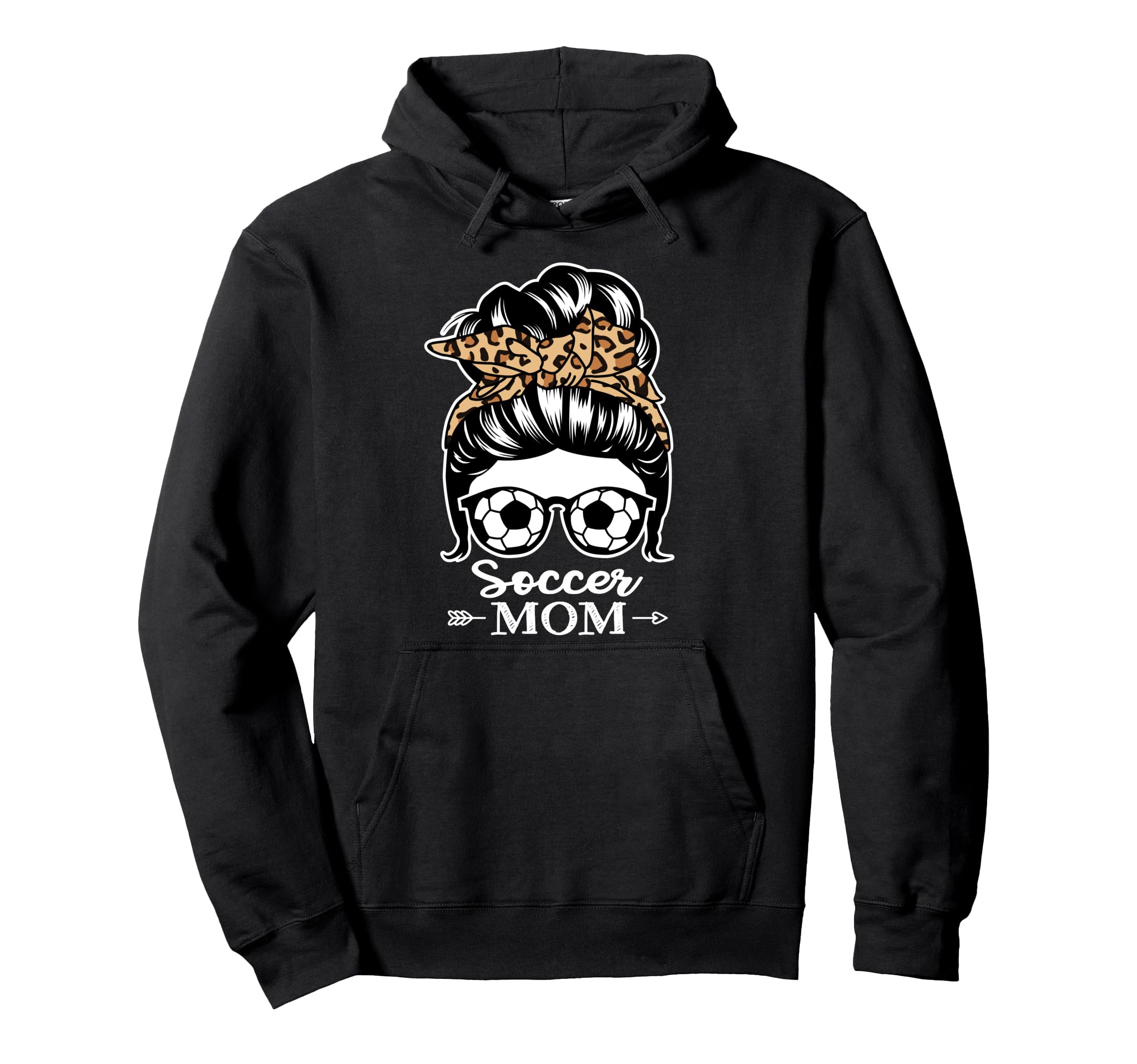 Soccer Mom Messy Bun Hair Funny Soccer Hoodie - Novelty Apparel for Adults - T-Shirt, Sweatshirt, Hoodie