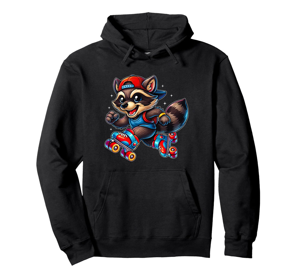Funny Raccoon Roller Skates Skater Hoodie - Aesthetic Graphic for Adults - T-Shirt, Sweatshirt, Hoodie