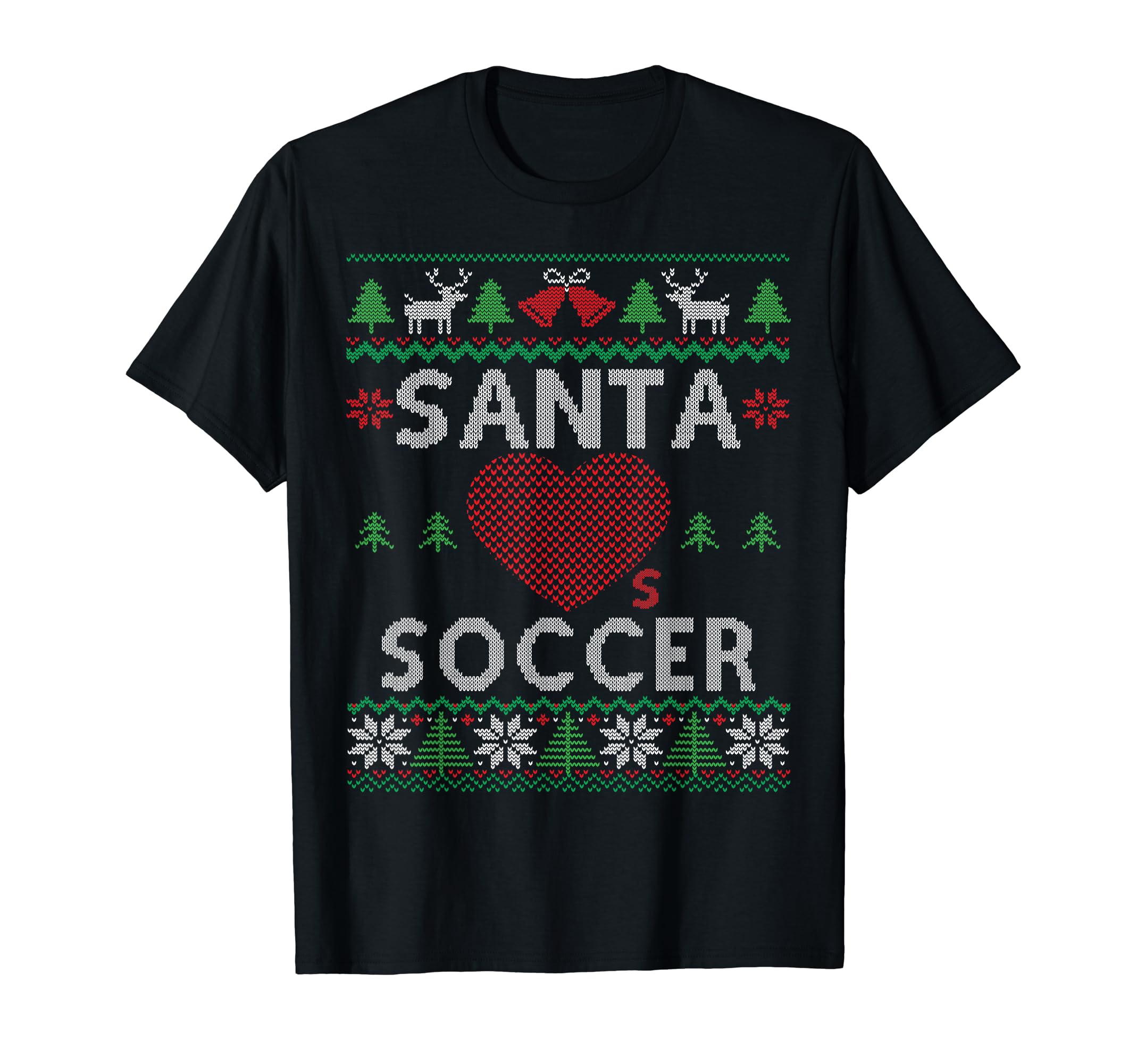 Santa Loves Soccer Funny Ugly T-Shirt - Graphic Print Unisex - T-Shirt, Sweatshirt, Hoodie