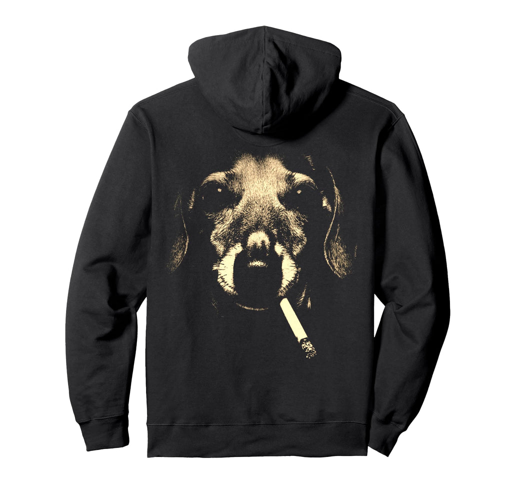Dachshund Smoking Cigarette Grunge Hoodie - Minimalist Print Men Women - T-Shirt, Sweatshirt, Hoodie