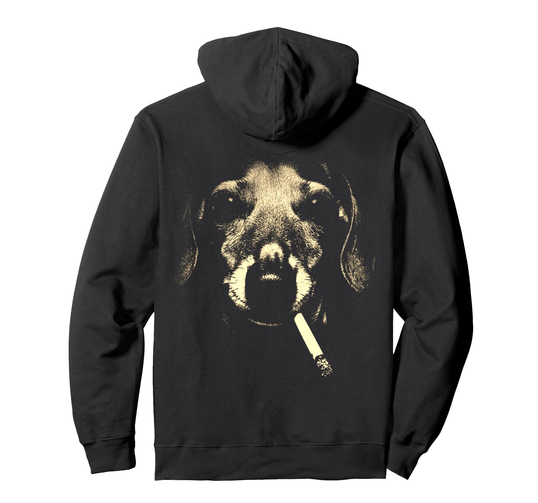 Dachshund Smoking Cigarette Grunge Hoodie - Minimalist Print Men Women - T-Shirt, Sweatshirt, Hoodie