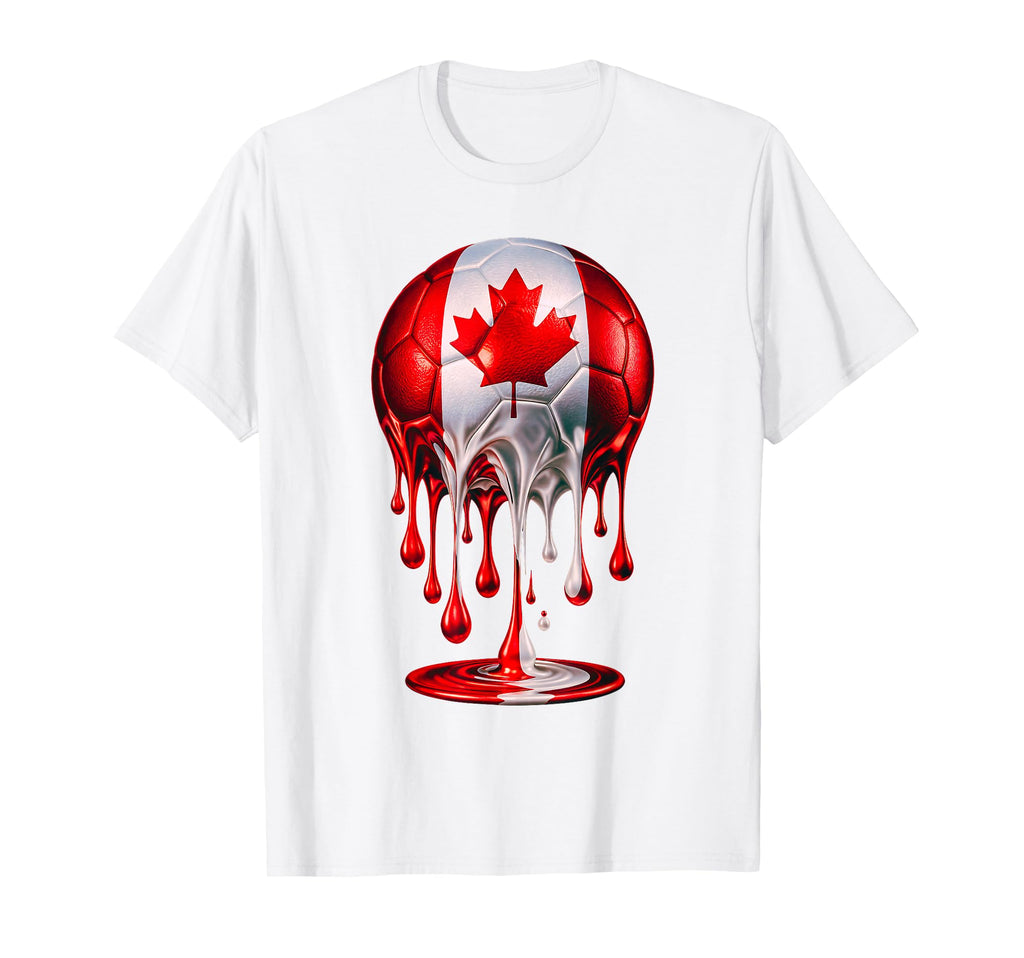 Canadian Flag Soccer Ball Drip Canada T-Shirt - Trendy Graphic Men Women - T-Shirt, Sweatshirt, Hoodie