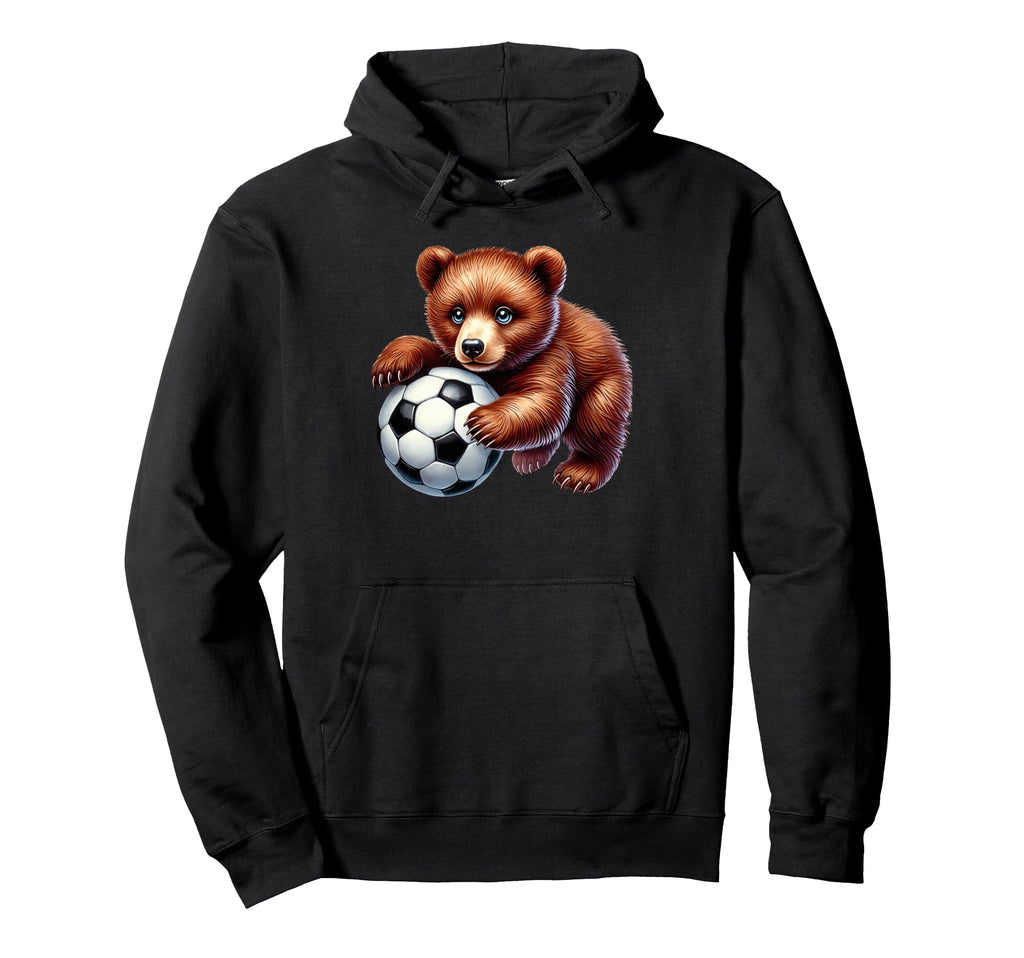 Young Bear Playing Soccer Ball Hoodie - Minimalist Print Unisex - T-Shirt, Sweatshirt, Hoodie