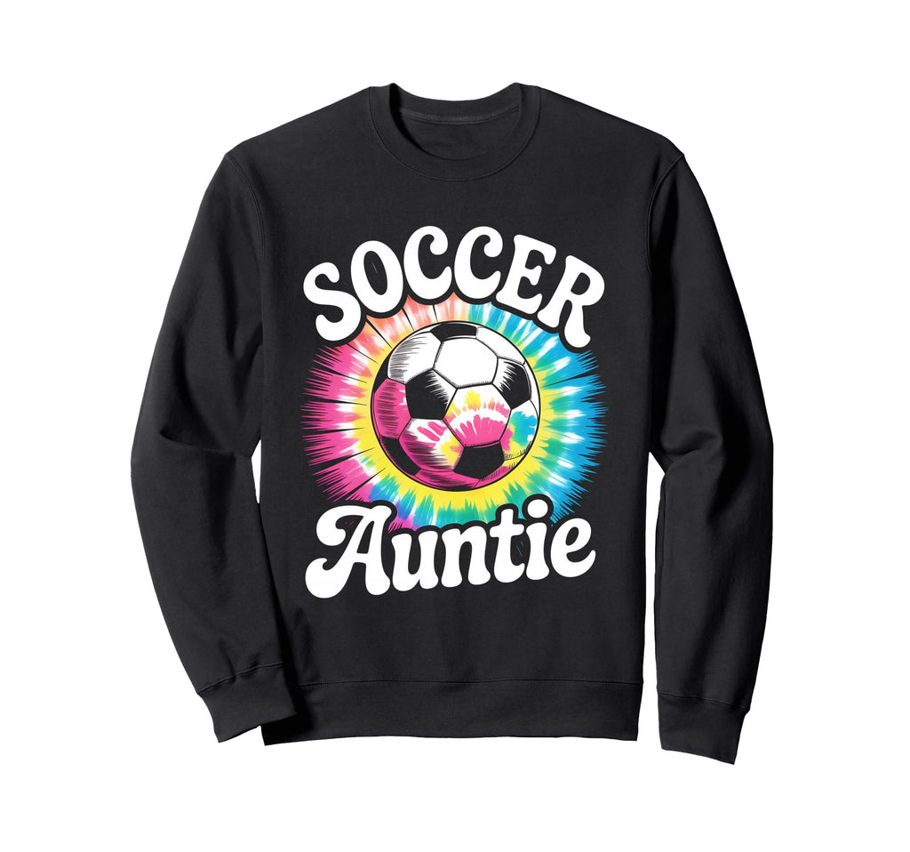 Soccer Aunt Auntie Tie Dye Sweatshirt - Casual Everyday Wear for Adults - T-Shirt, Sweatshirt, Hoodie