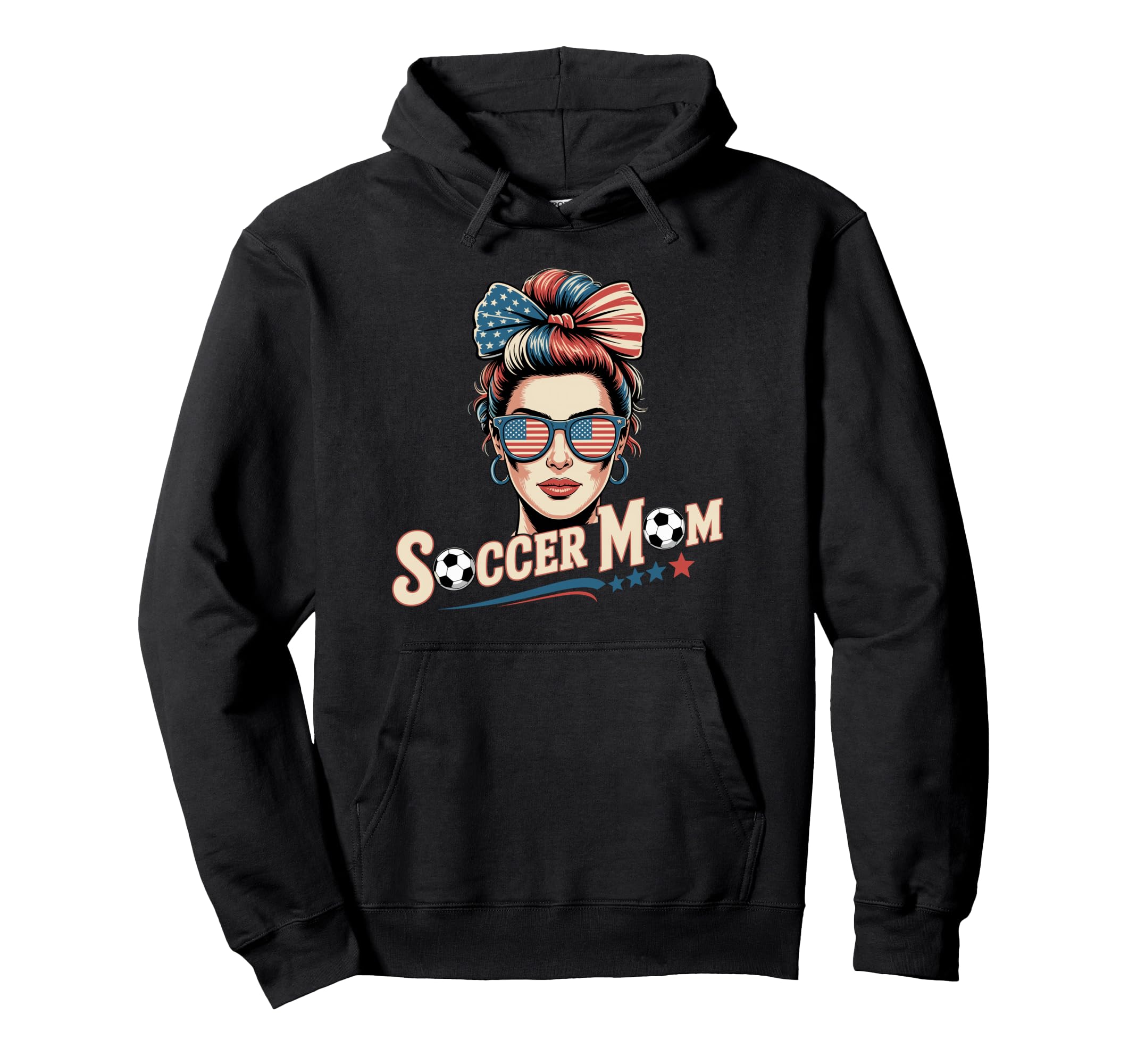 Patriotic Soccer Mom American Flag Hoodie - Aesthetic Graphic for Adults - T-Shirt, Sweatshirt, Hoodie