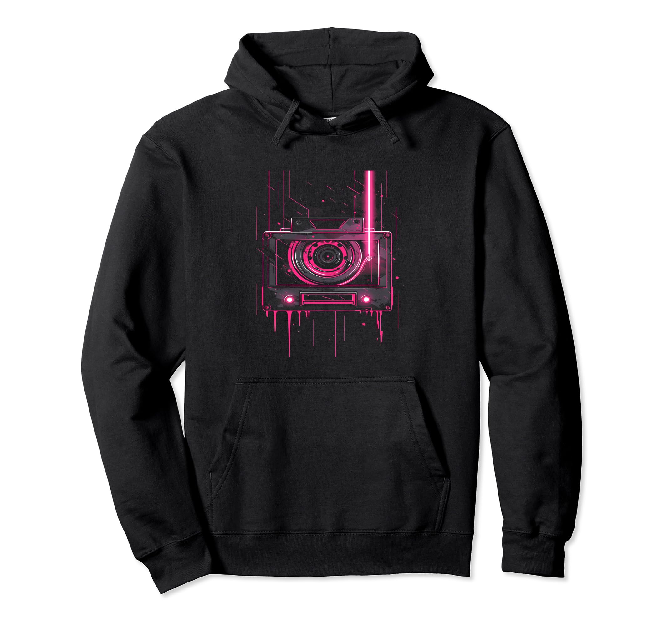 Neon Cassette Tape Hoodie - Fun Novelty Design Men Women - T-Shirt, Sweatshirt, Hoodie