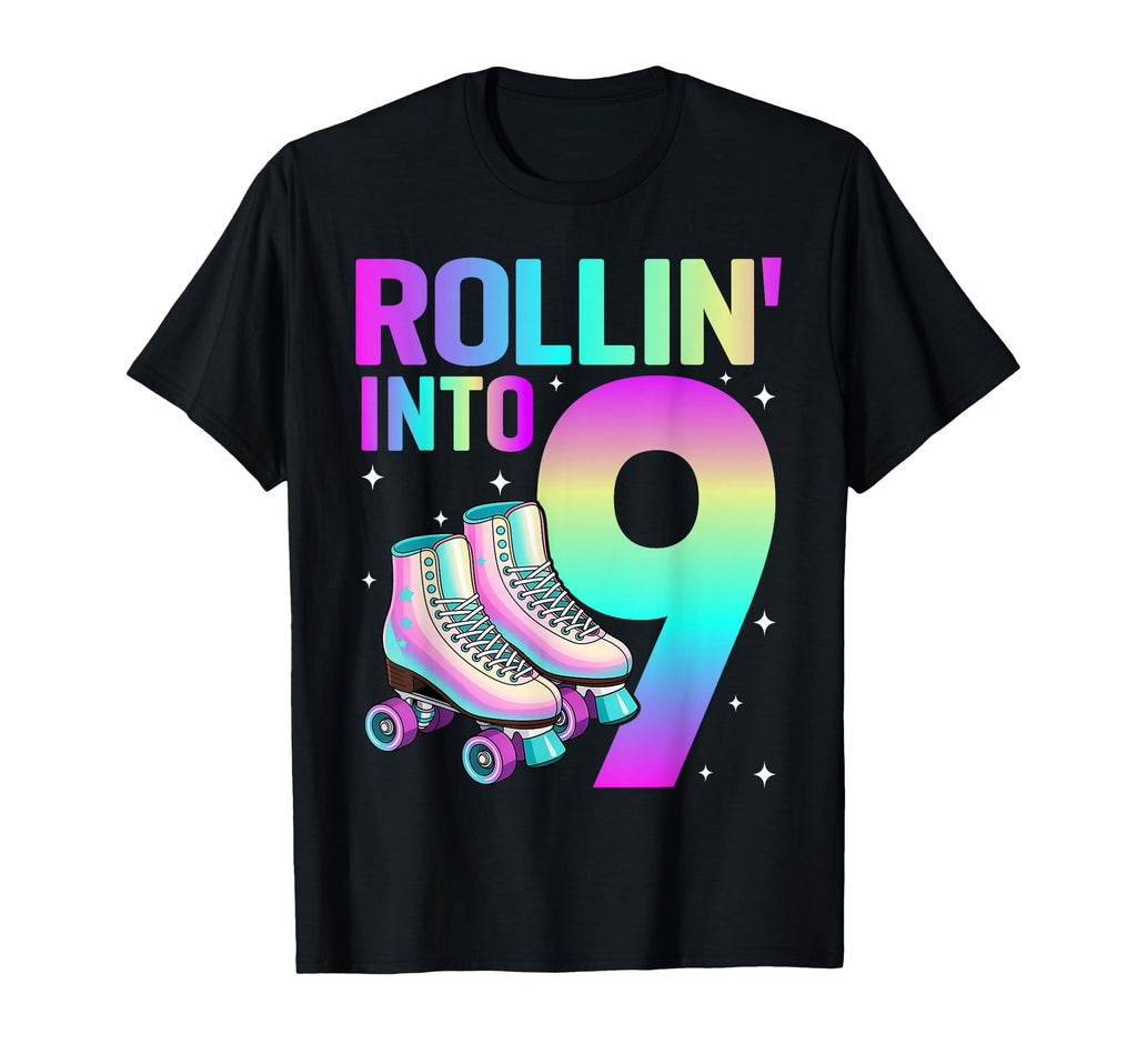 Roller Skate 9Th Birthday Party Rolling T-Shirt - Minimalist Print Unisex - T-Shirt, Sweatshirt, Hoodie