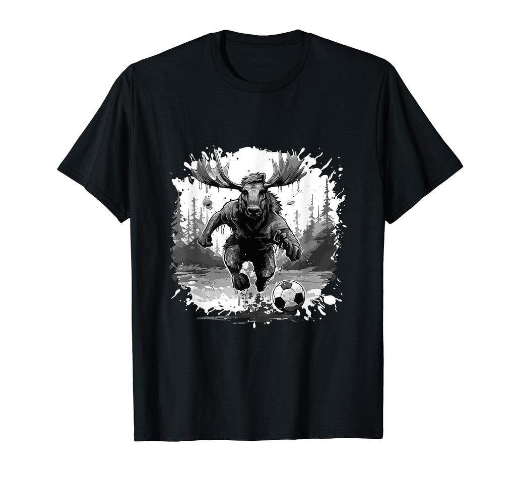 Moose Playing Soccer Sports Team T-Shirt - Casual Everyday Wear Unisex - T-Shirt, Sweatshirt, Hoodie