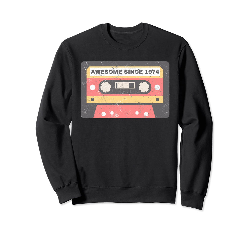 Awesome Since 1974 Cassette Tape And Sweatshirt - Minimalist Print Unisex - T-Shirt, Sweatshirt, Hoodie