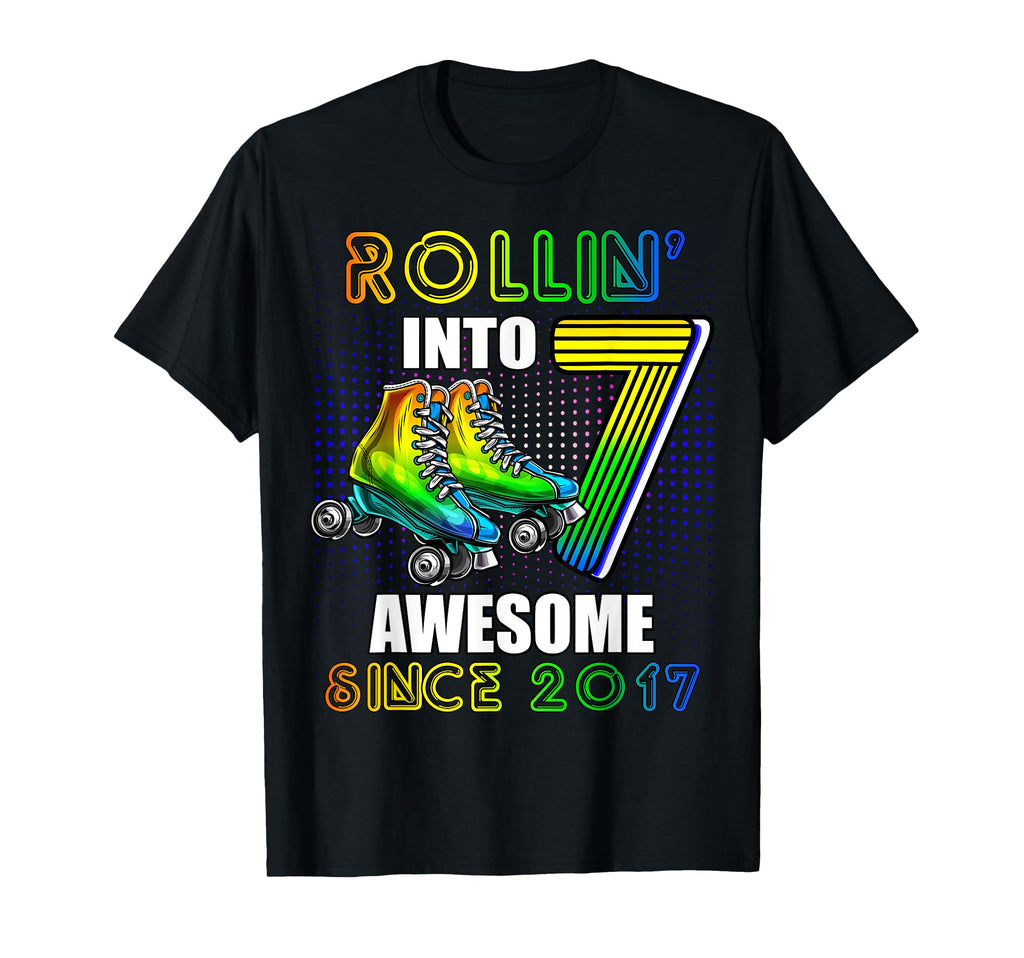 Roller Skating 7Th Birthday Rollin Into T-Shirt - Graphic Print for Adults - T-Shirt, Sweatshirt, Hoodie