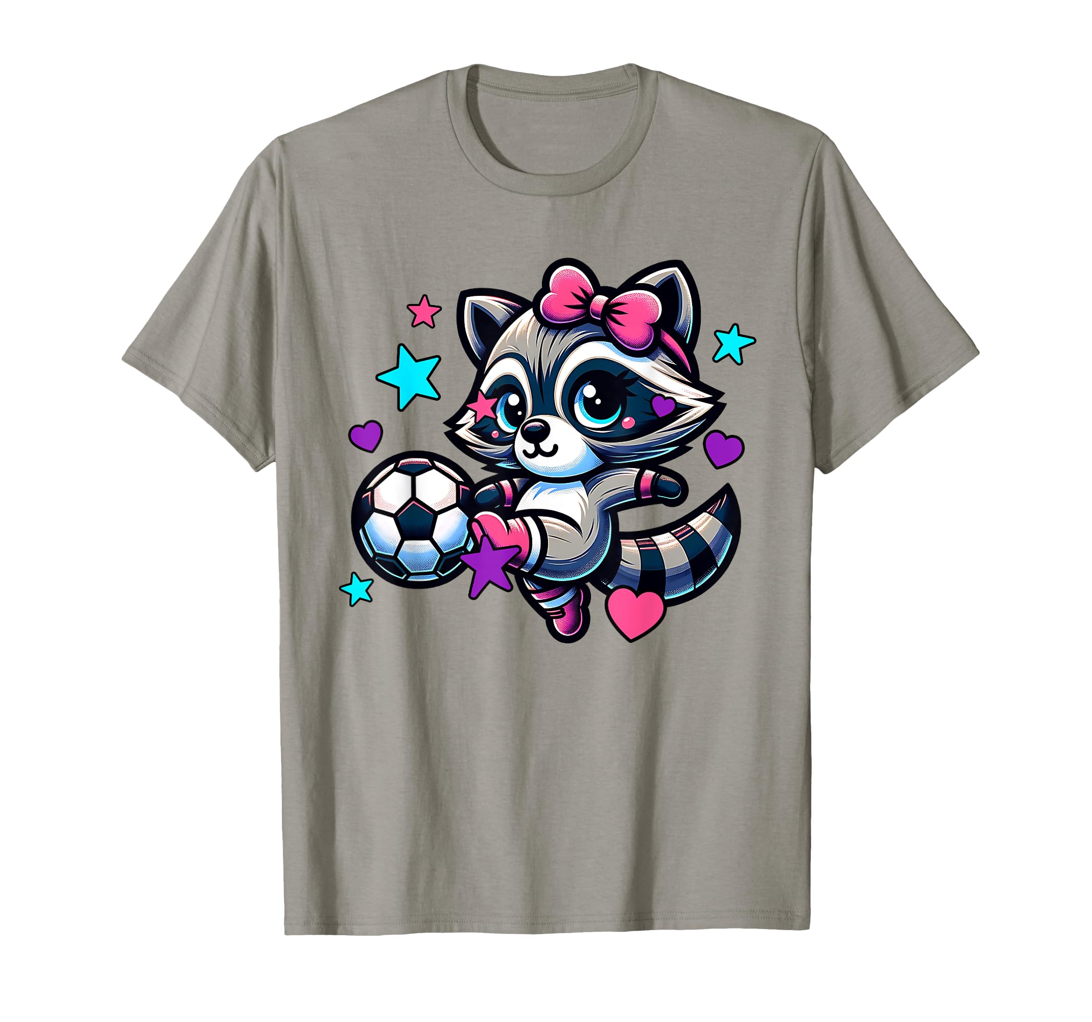 Soccer Raccoon Coquette Bow Trendy And T-Shirt - Unique Graphic Unisex - T-Shirt, Sweatshirt, Hoodie