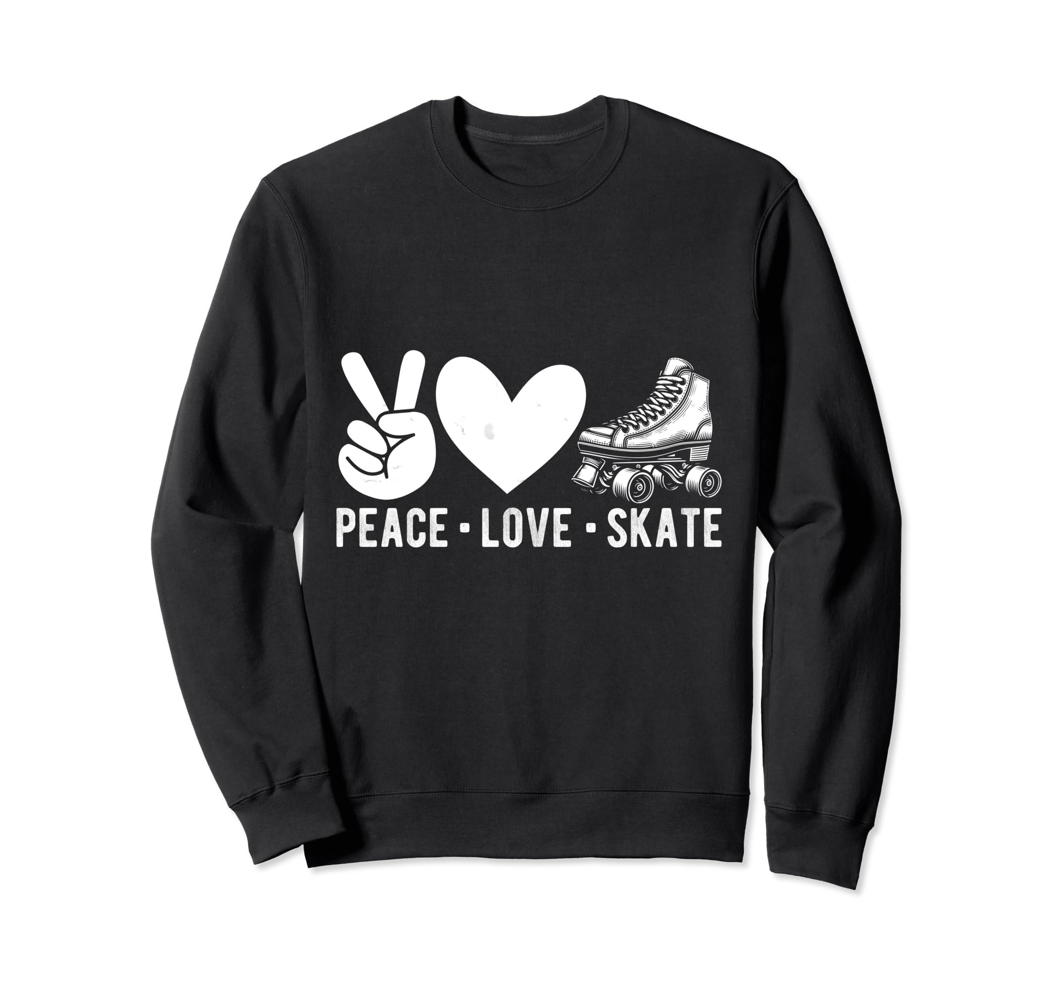 Peace Love Skate Roller Skating Sweatshirt - Aesthetic Graphic for Adults - T-Shirt, Sweatshirt, Hoodie