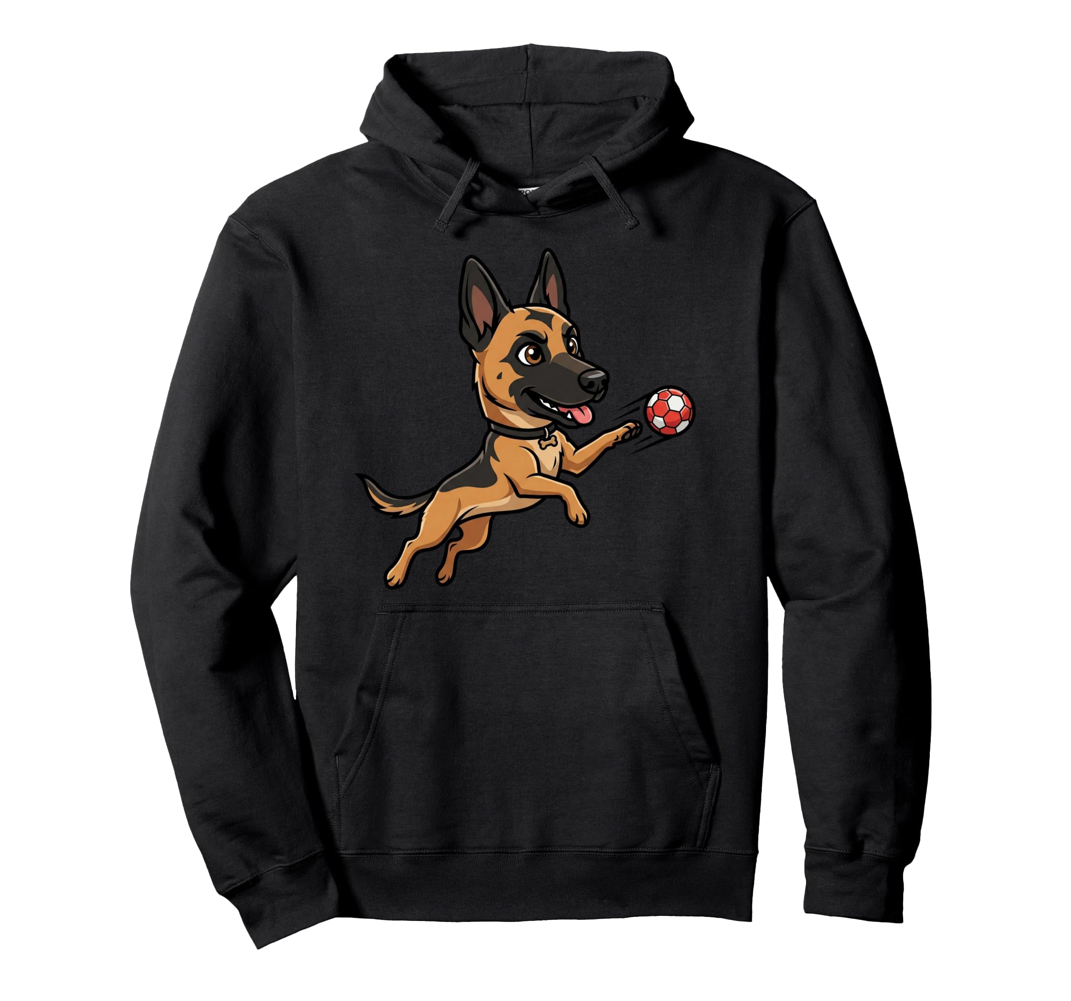Soccer Ball German Shepherd Dog Play Hoodie - Unique Graphic for Adults - T-Shirt, Sweatshirt, Hoodie