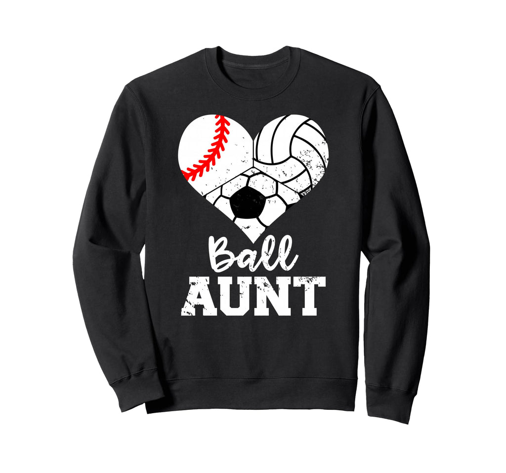 Ball Aunt Heart Baseball Volleyball Sweatshirt - Graphic Print for Adults - T-Shirt, Sweatshirt, Hoodie