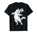 Funny Soccer Cat Header Ball Art Soccer T-Shirt - Trendy Graphic Unisex - T-Shirt, Sweatshirt, Hoodie