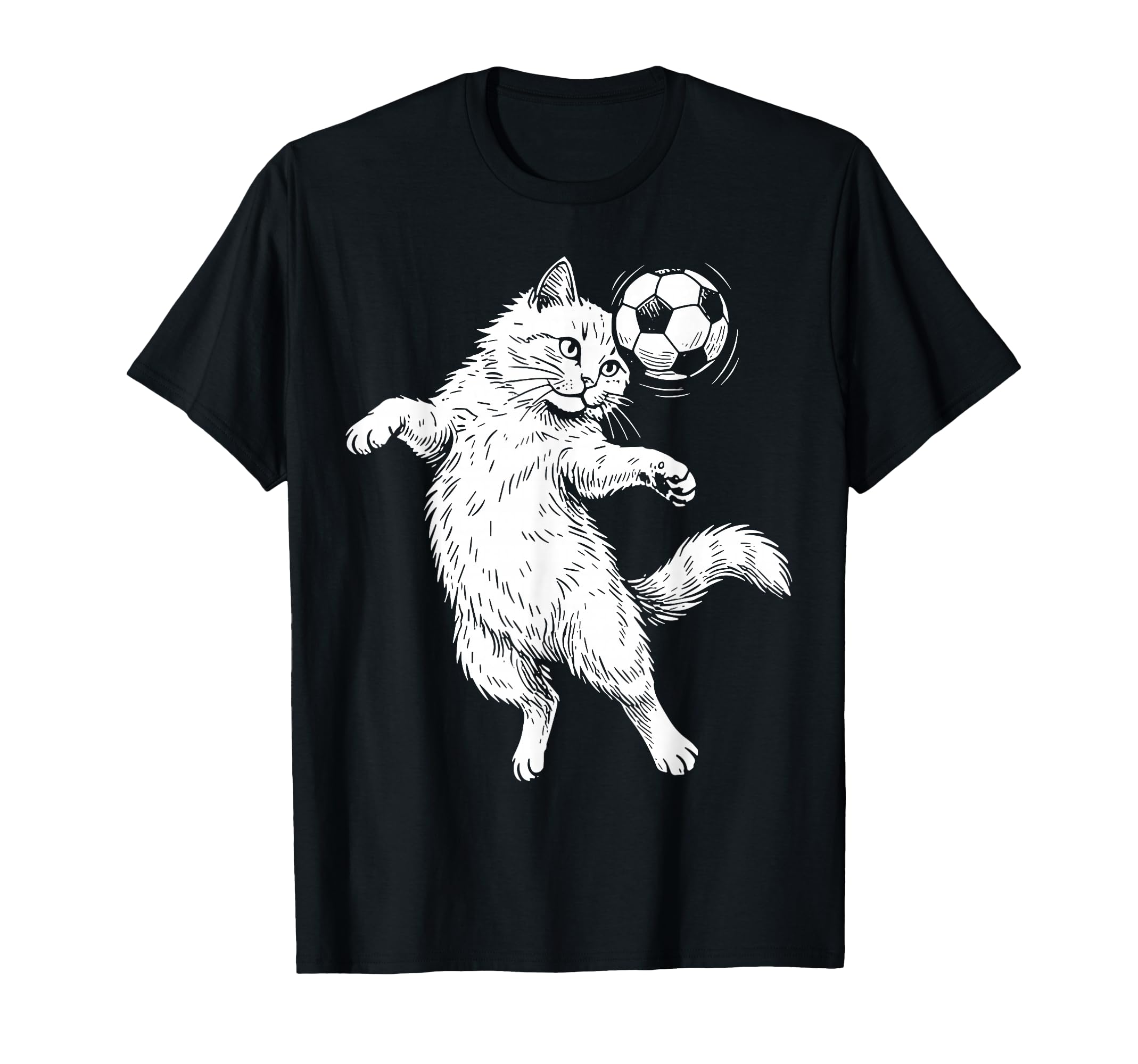 Funny Soccer Cat Header Ball Art Soccer T-Shirt - Trendy Graphic Unisex - T-Shirt, Sweatshirt, Hoodie