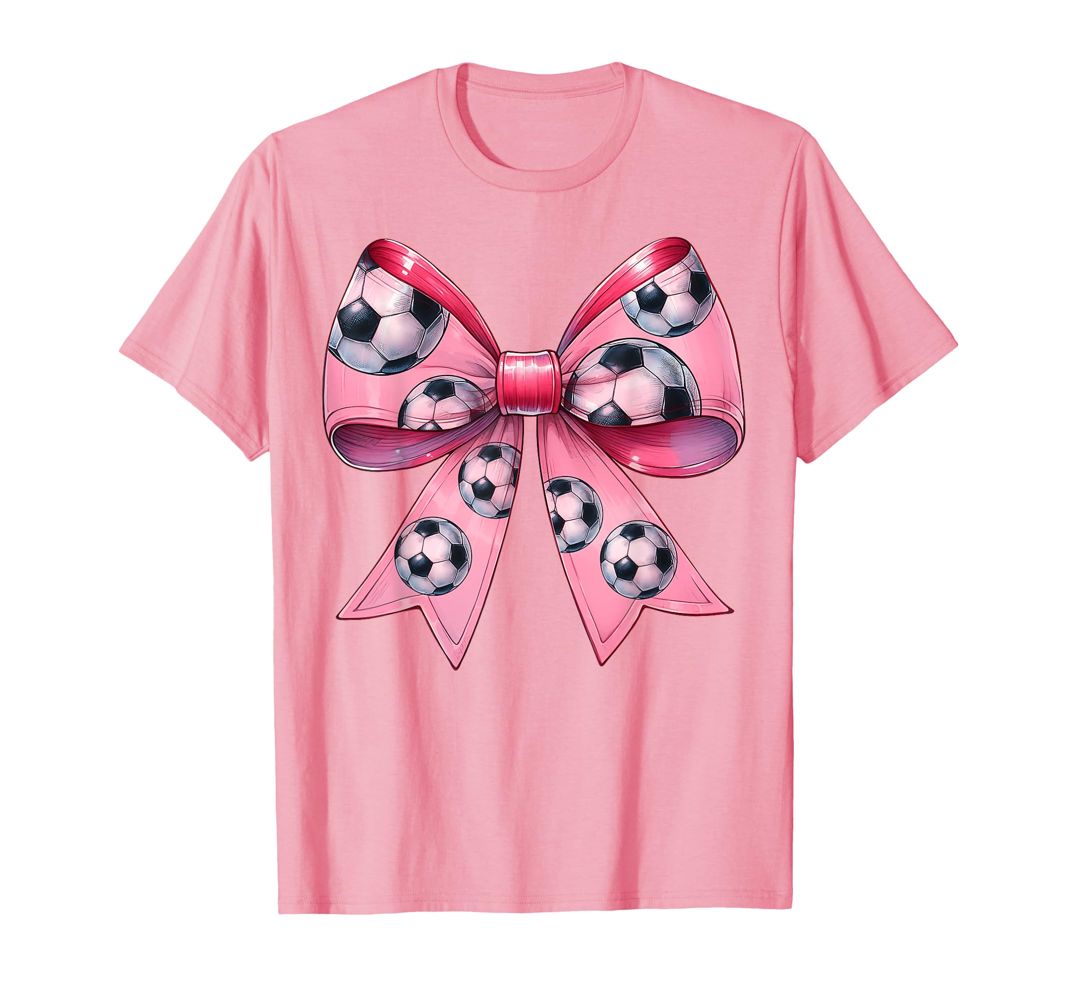 Coquette Bow Soccer Ball Pattern T-Shirt - Fun Novelty Design for Adults - T-Shirt, Sweatshirt, Hoodie