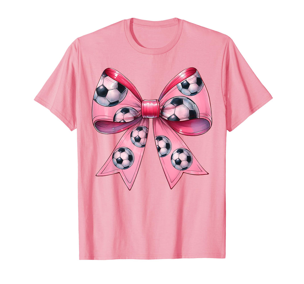 Coquette Bow Soccer Ball Pattern T-Shirt - Casual Everyday Wear Men Women - T-Shirt, Sweatshirt, Hoodie