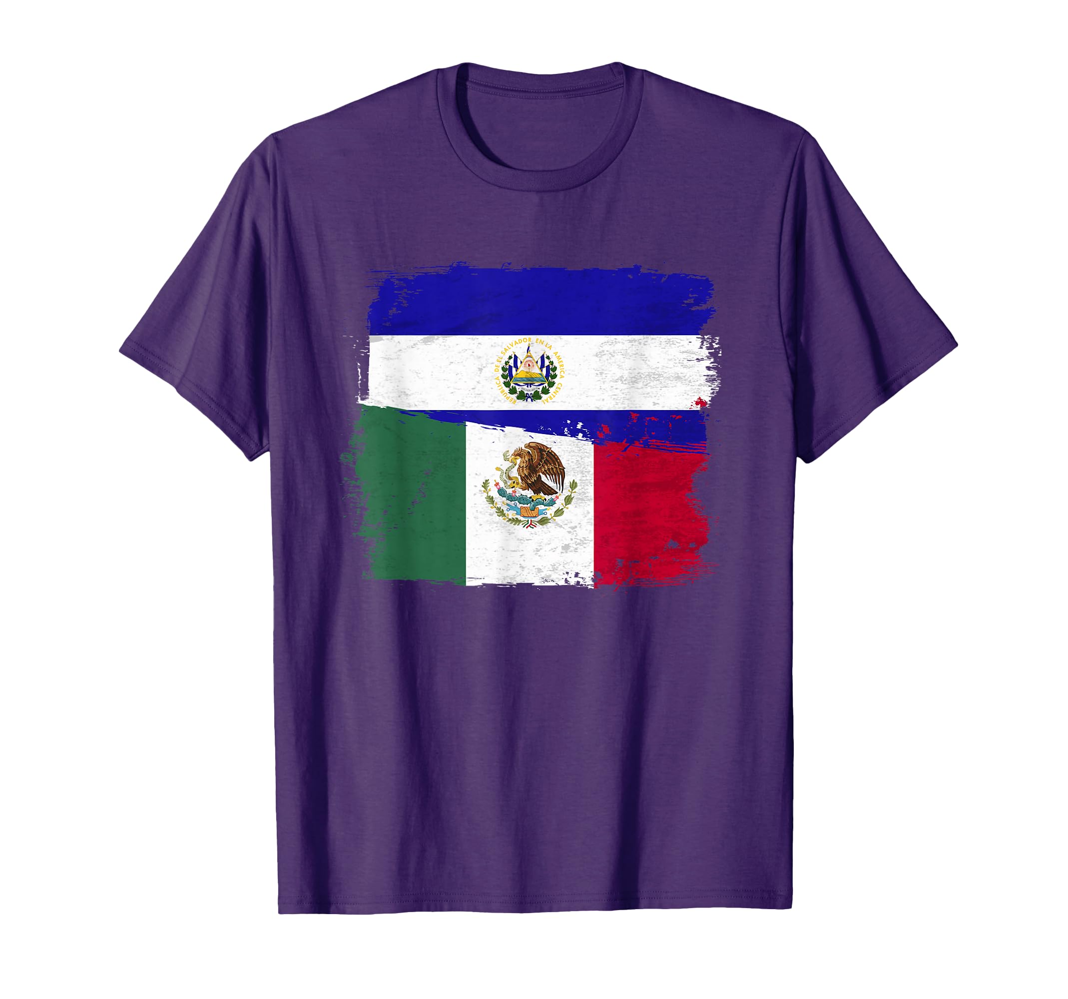 Mexican El Salvador Flag Half T-Shirt - Fun Novelty Design for Adults - T-Shirt, Sweatshirt, Hoodie