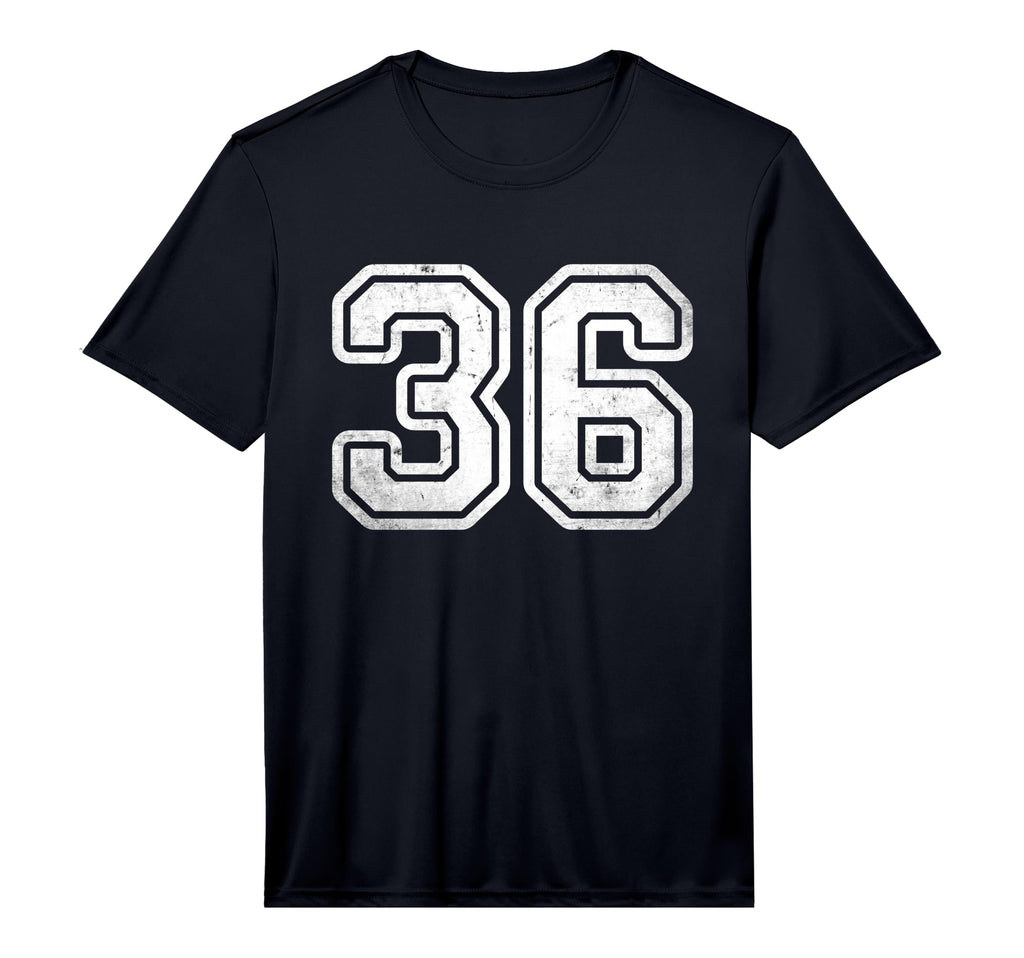 Number 36 White Sports Team Distressed T-Shirt - Graphic Print Unisex - T-Shirt, Sweatshirt, Hoodie