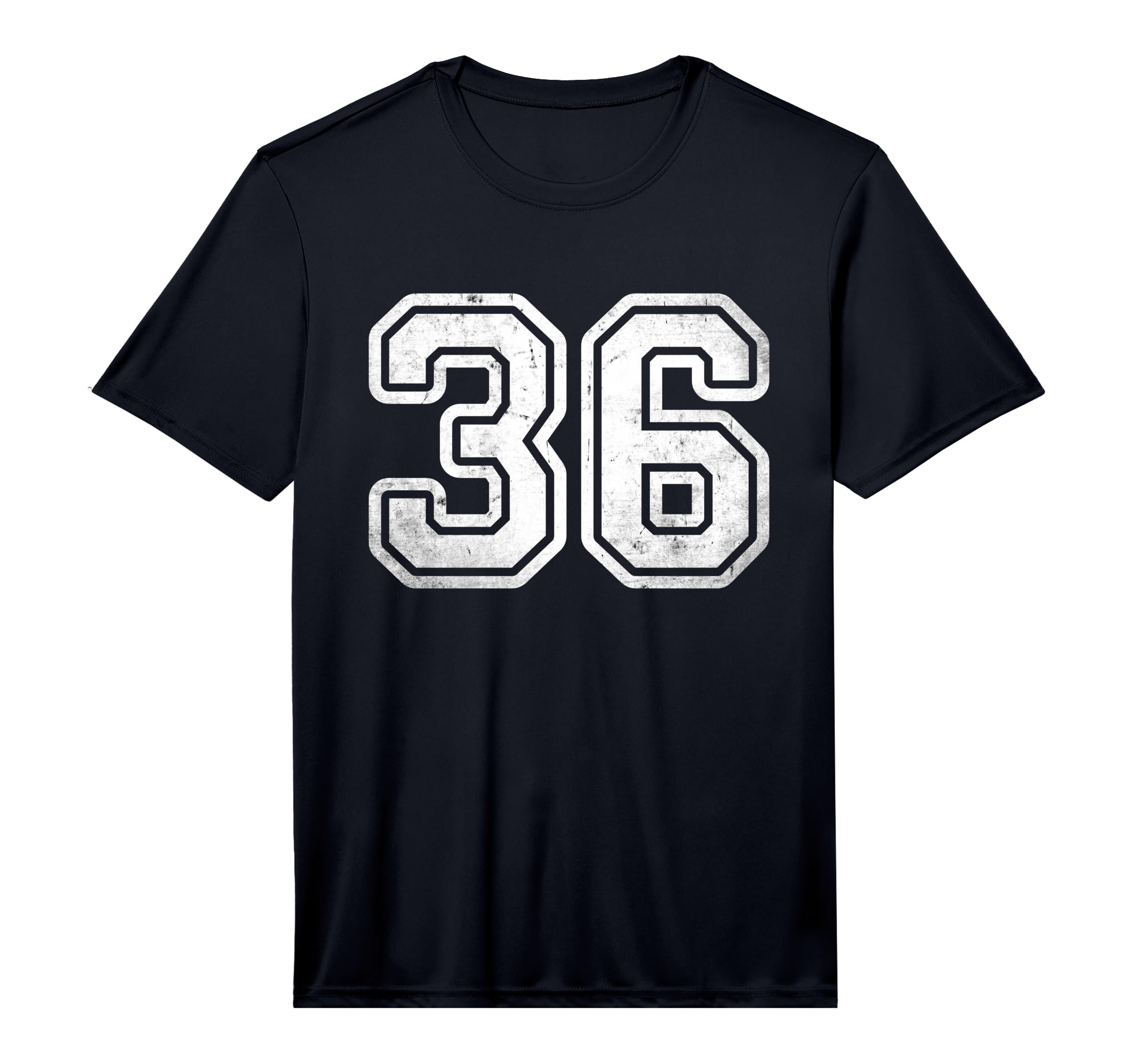 Number 36 White Sports Team Distressed T-Shirt - Graphic Print Unisex - T-Shirt, Sweatshirt, Hoodie